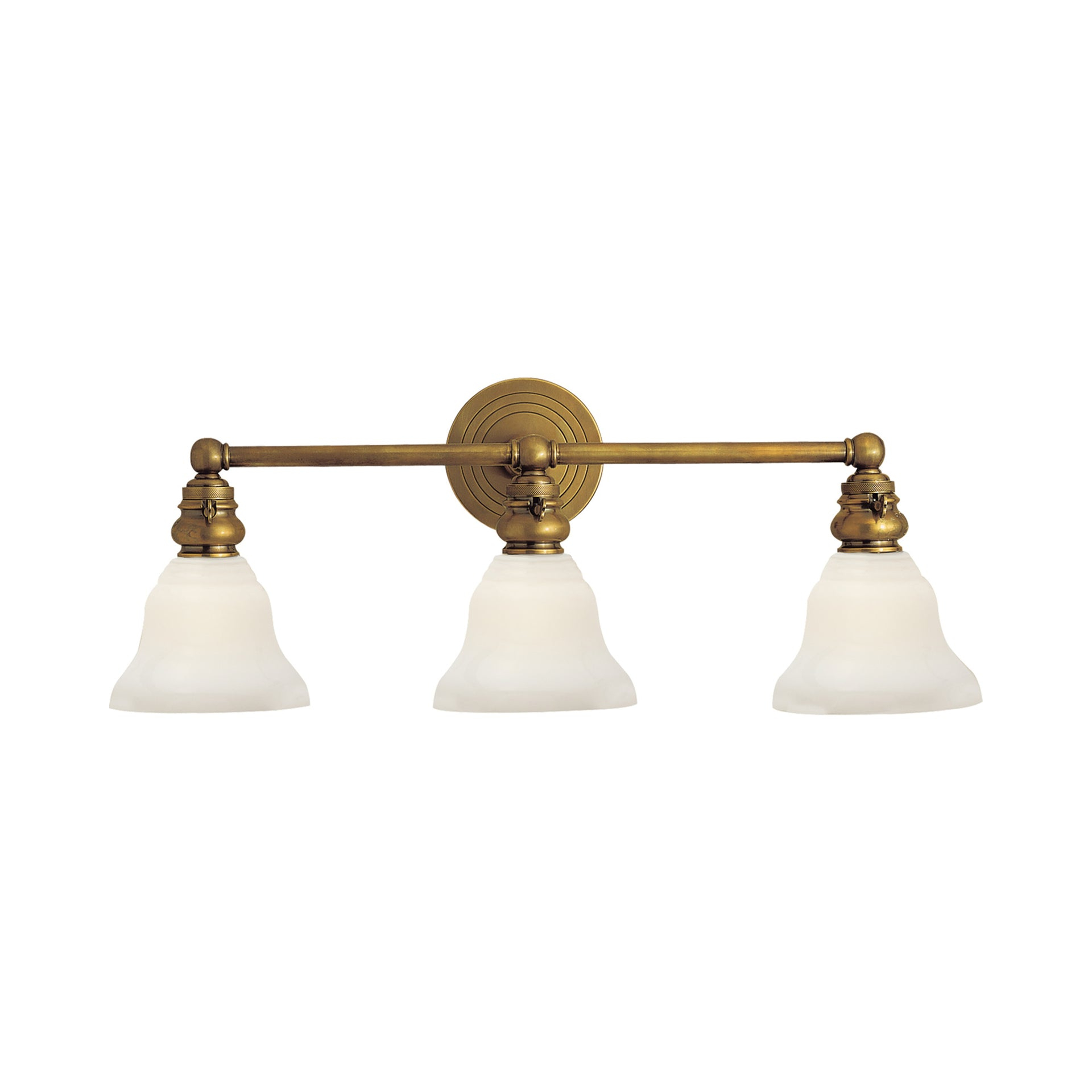 Antique Brass 3-Light Vanity Fixture with Frosted Glass Shades