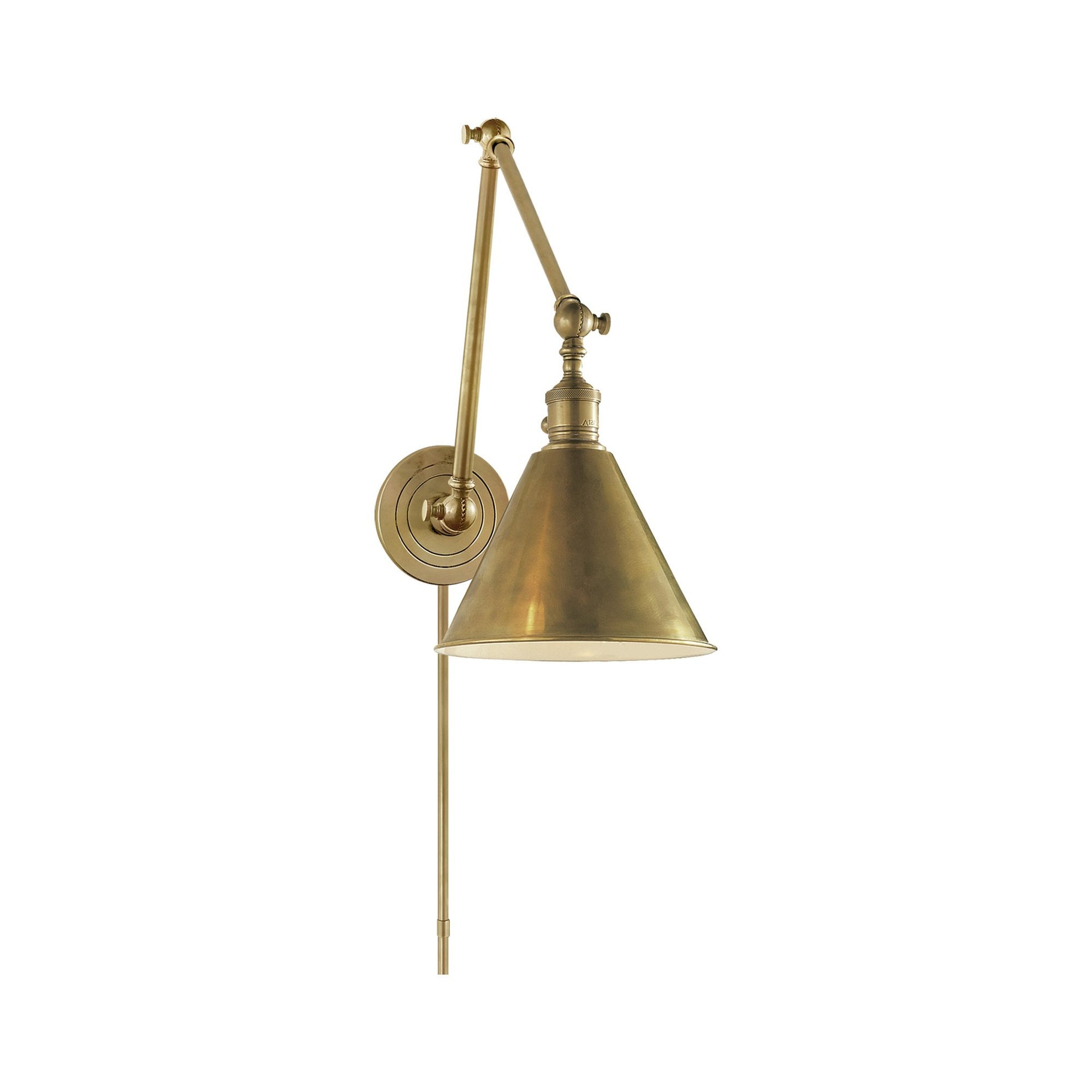 Stately Antique Brass 16" Library Sconce with Dimmable Feature