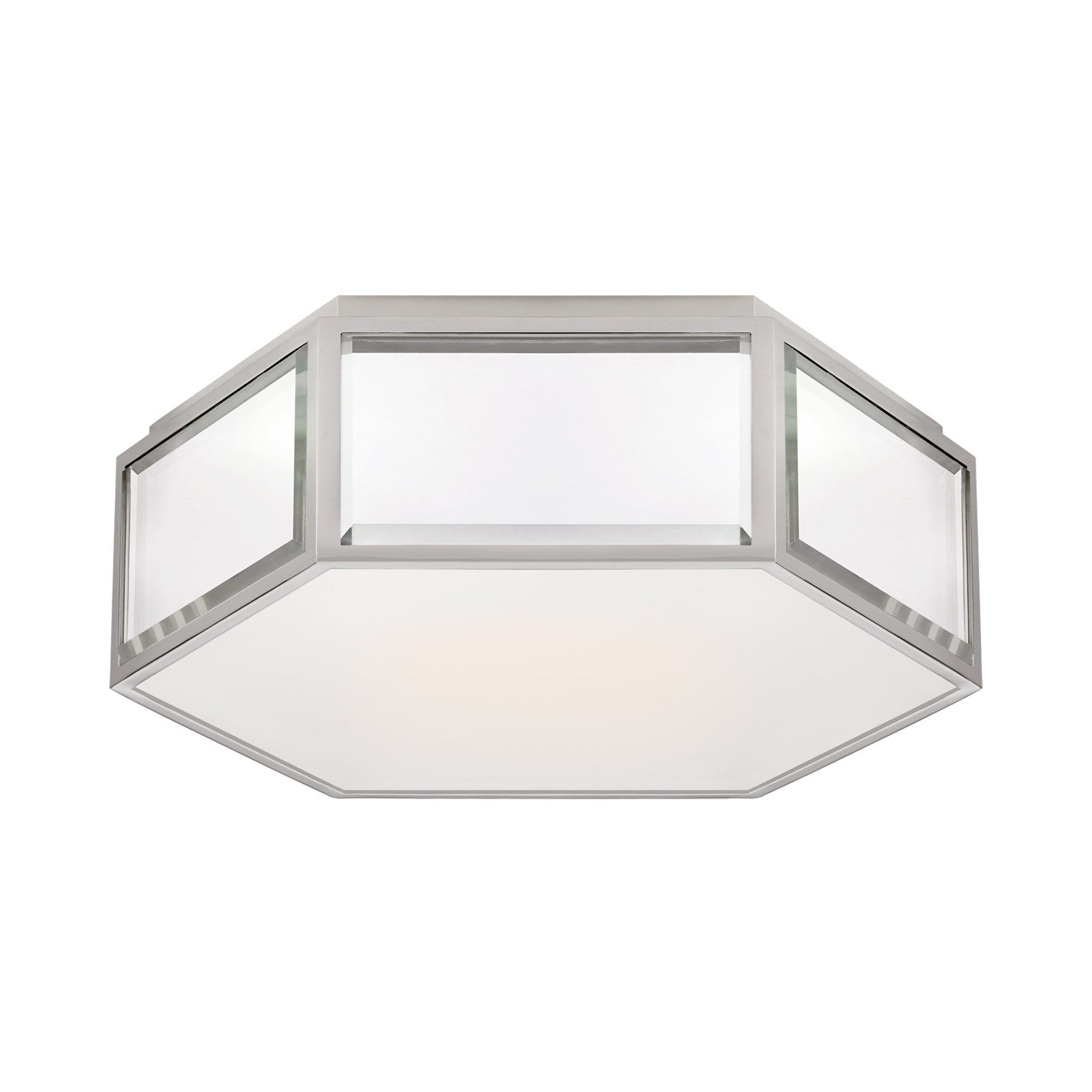 HexaGleam 13" Frosted Glass & Polished Nickel Flush Mount