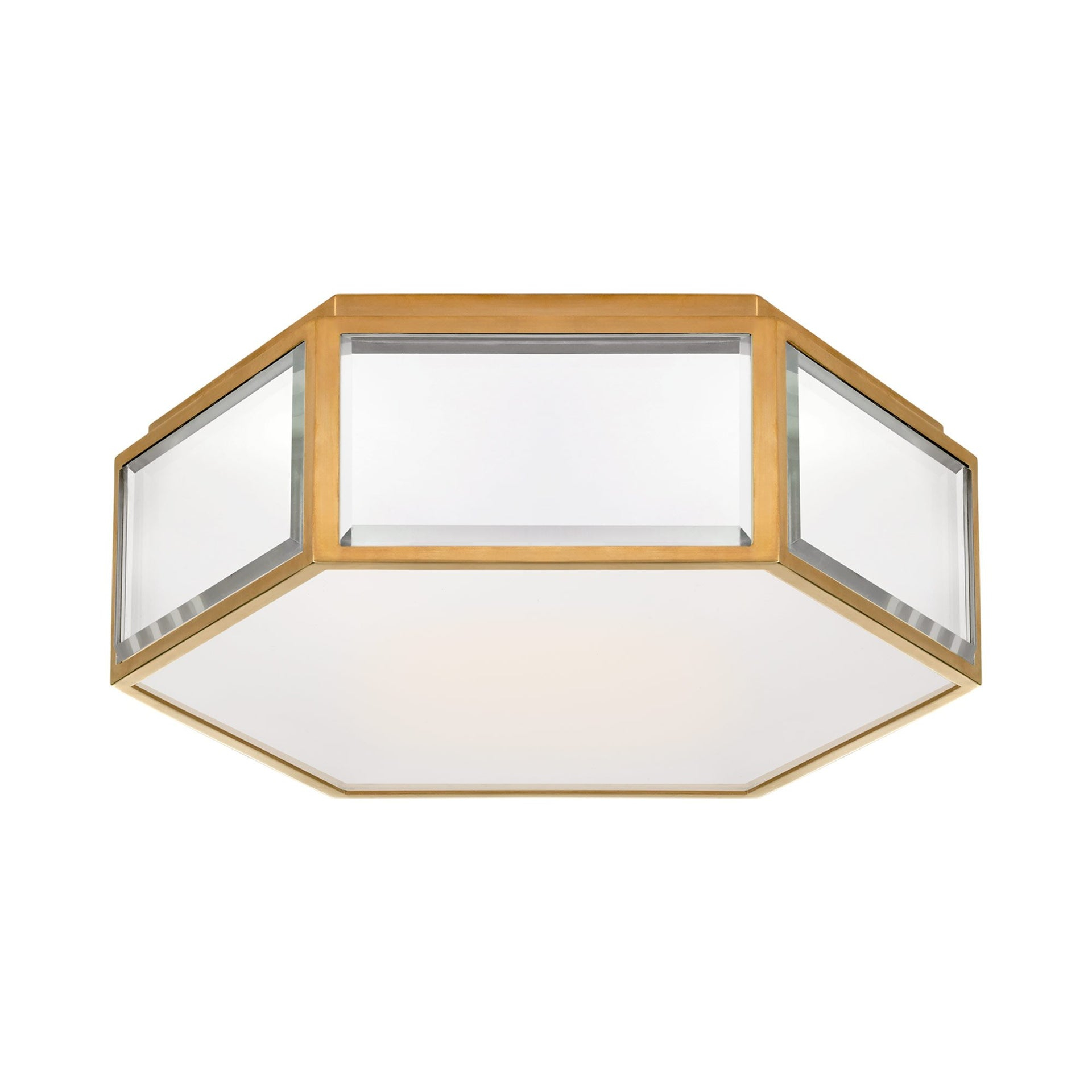 Kate Spade Hexagonal Frosted Glass & Soft Brass Flush Mount