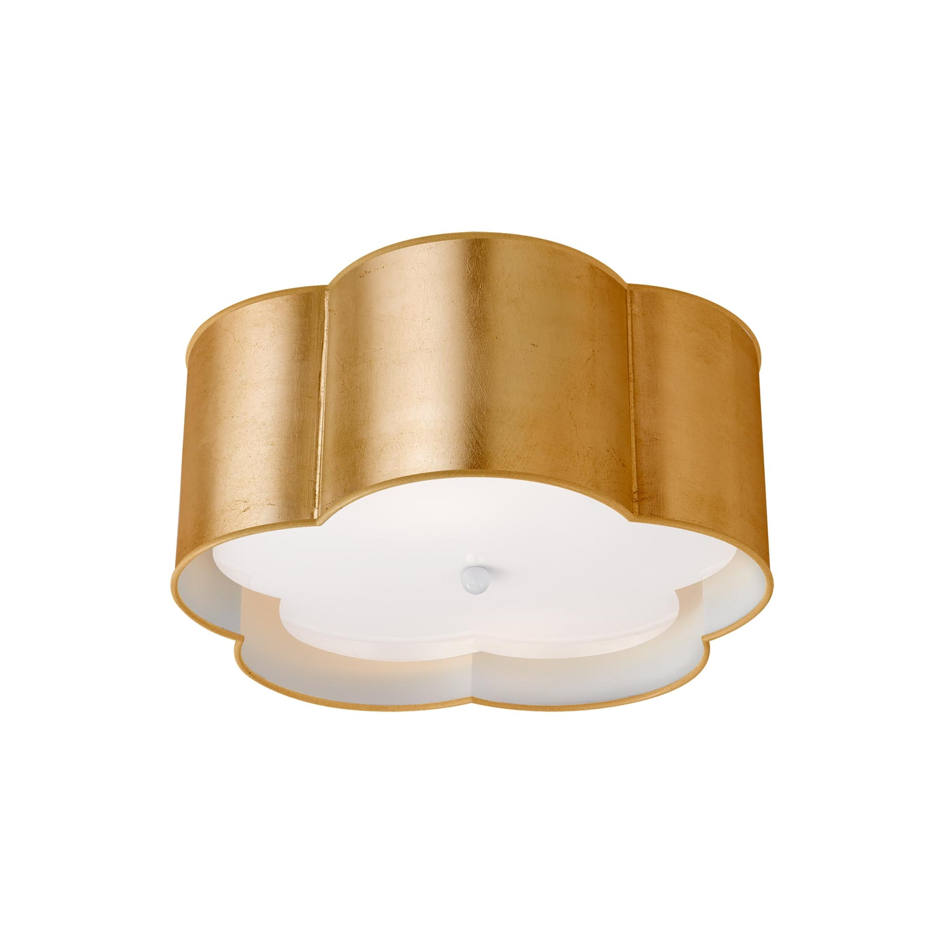 Gold and White Glass Flower Flush Mount Ceiling Light
