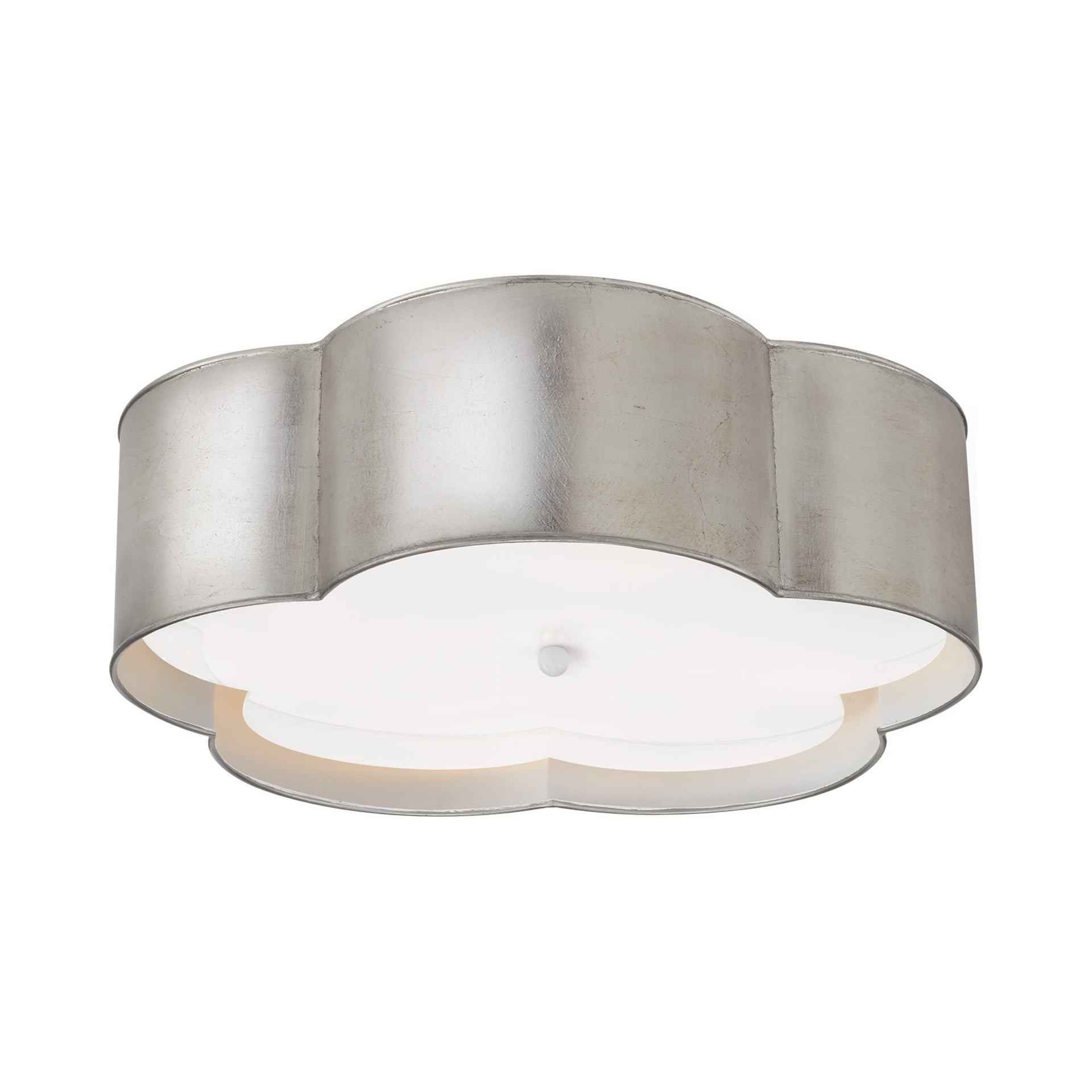 Elegant Burnished Silver Leaf and Crystal Flower Flush Mount Light