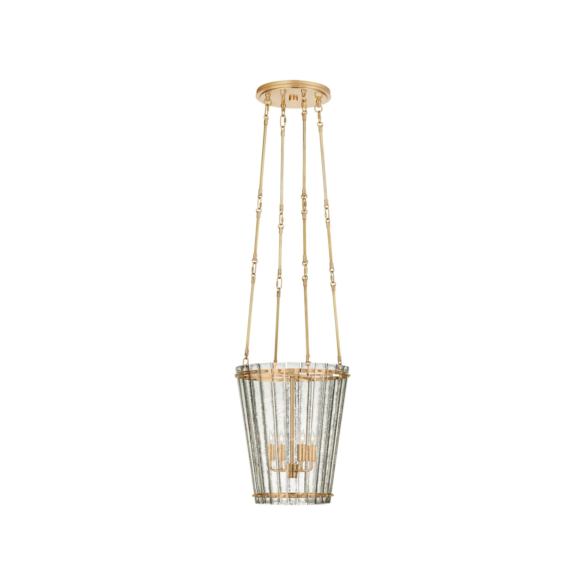Mini Cadence Antique Brass Plug-In Crystal Chandelier