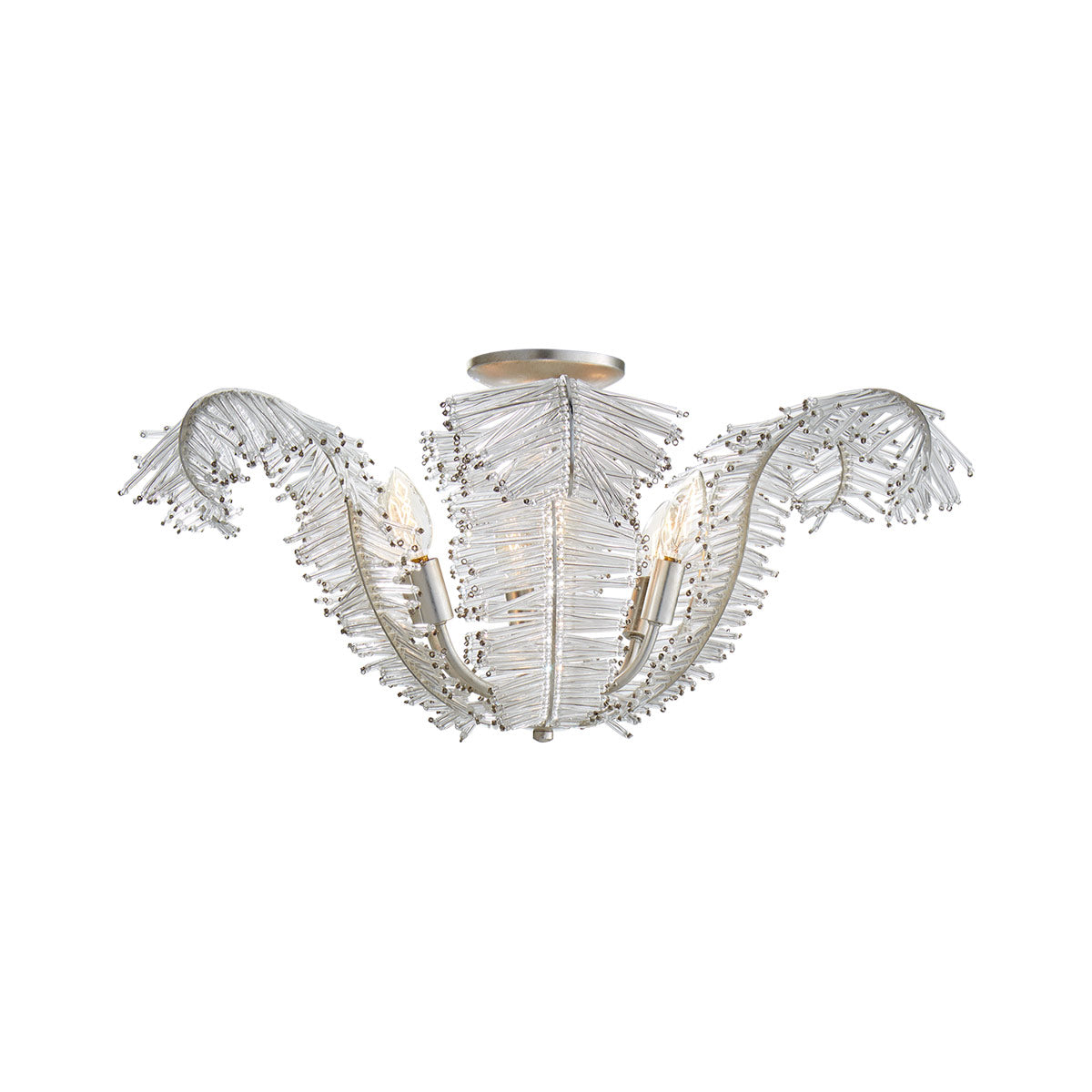 Calais Burnished Silver Leaf 6-Light Glass Semi Flush Mount