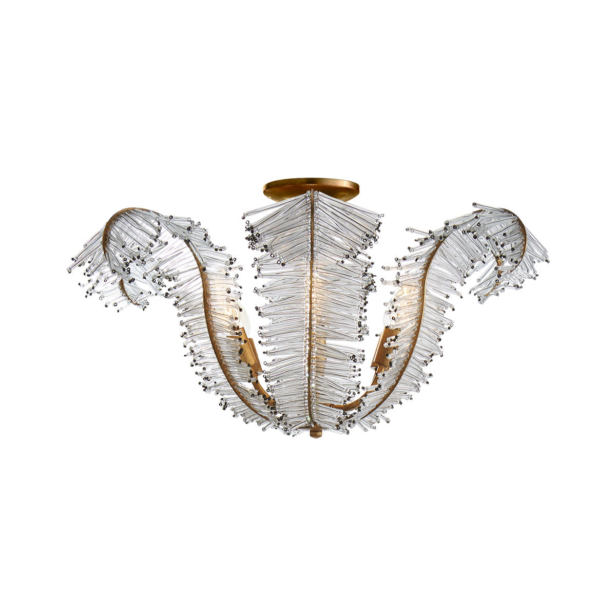 Calais Gilded Iron and Clear Glass 6-Light Semi Flush Mount