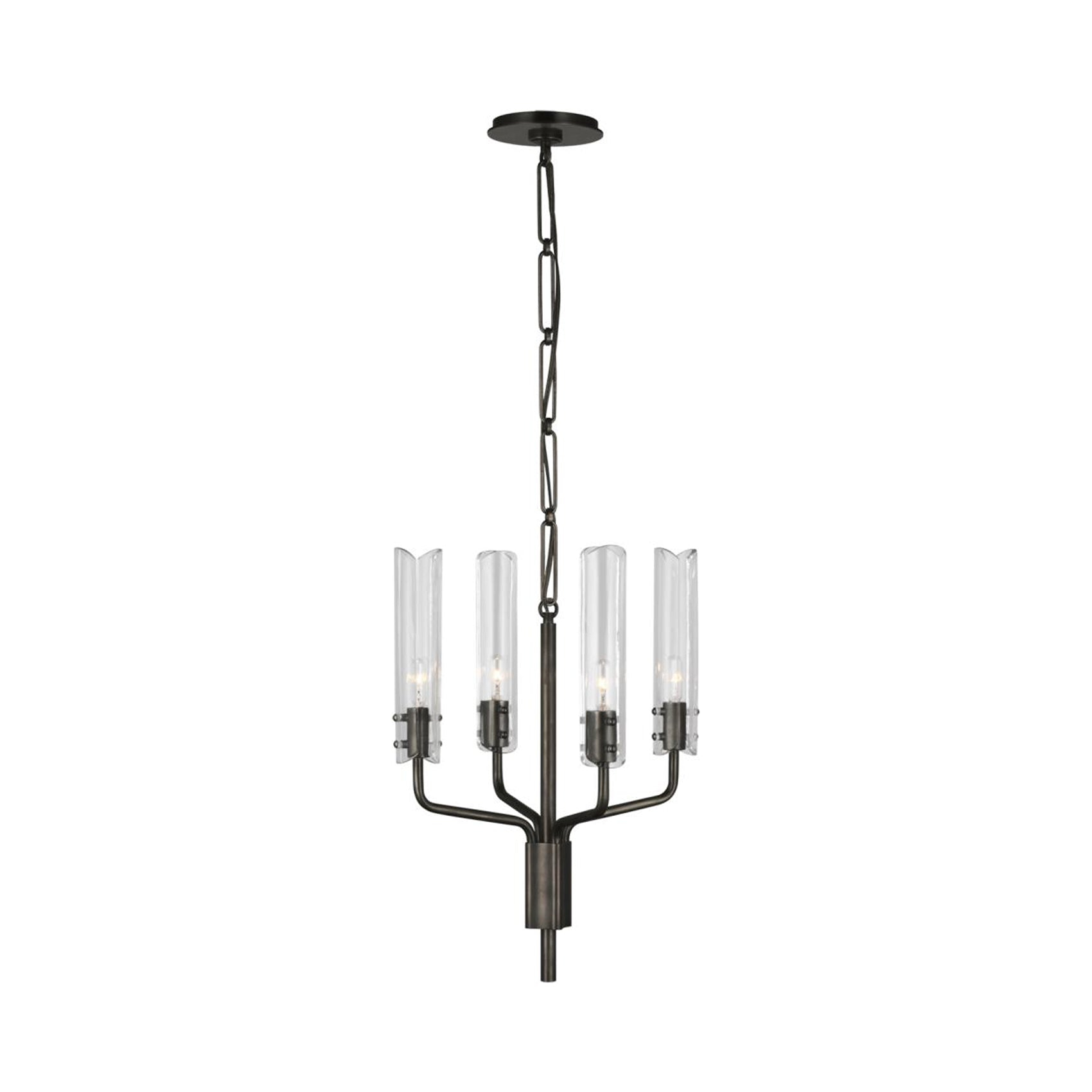 Elegant Petite Bronze Crystal Candle Chandelier 20.5"