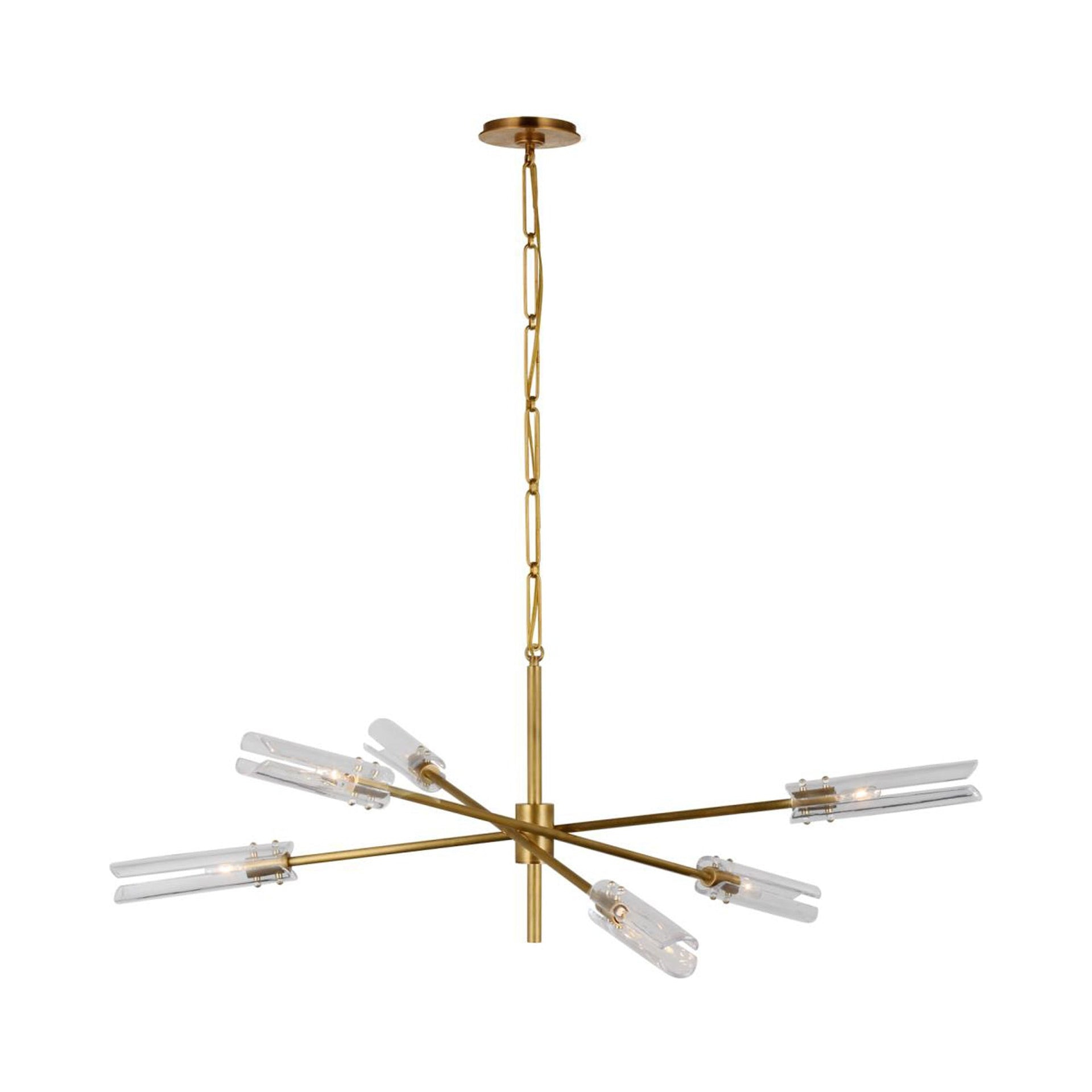 Casoria Antique Brass 6-Light Crystal Chandelier, 15"x45.75"