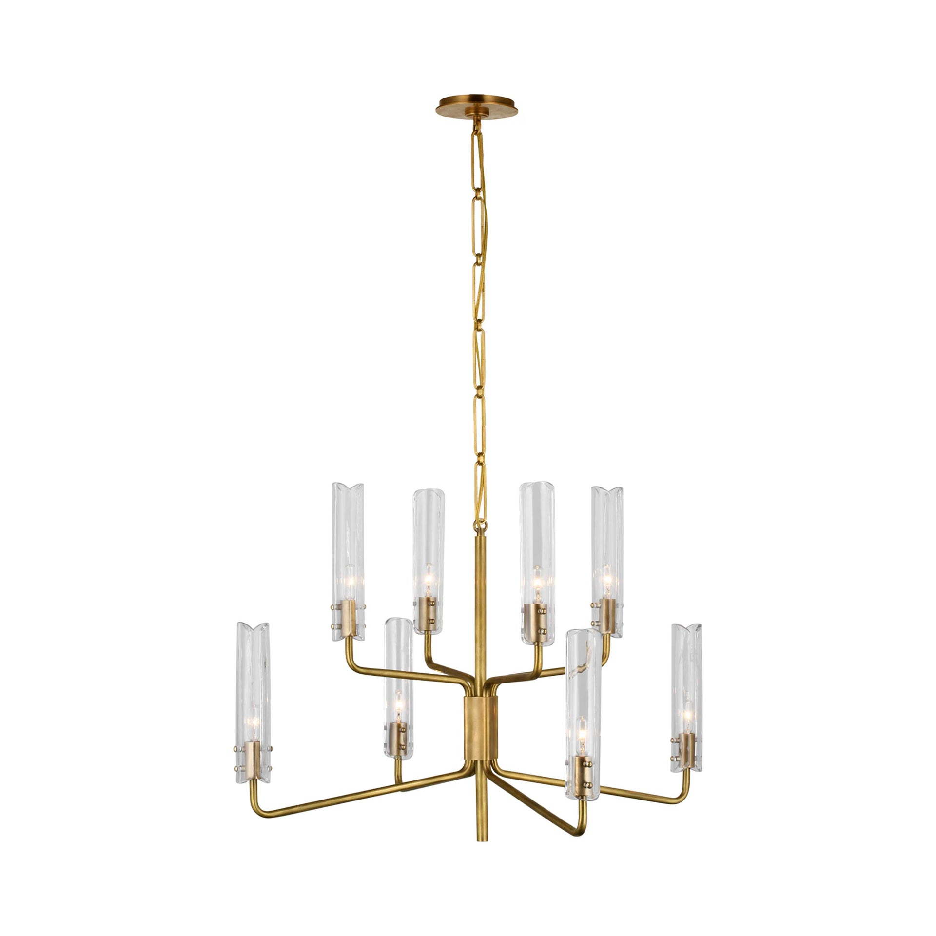 Antique Brass Crystal Candle 8-Light Chandelier