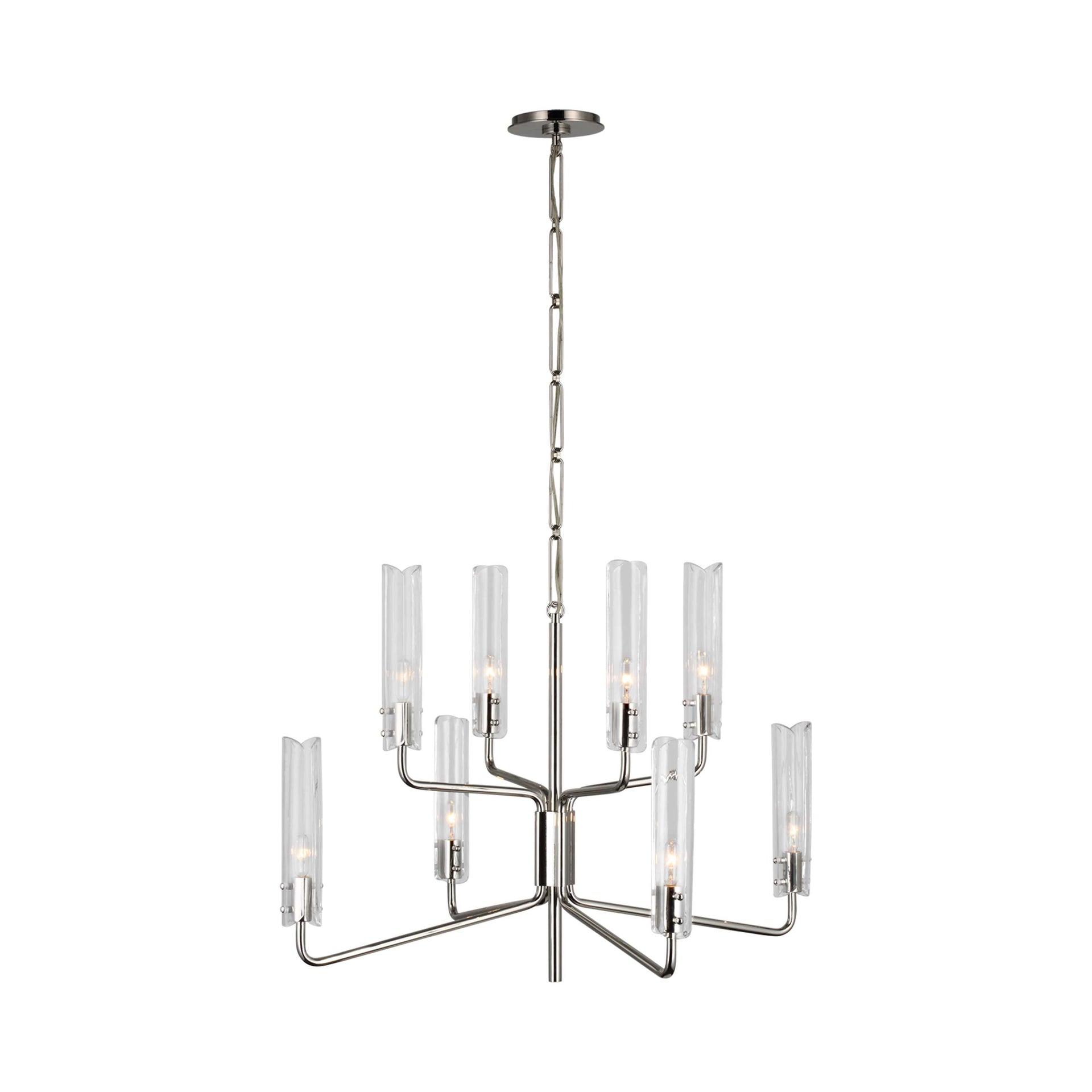 Polished Nickel Crystal Candle 8-Light Chandelier