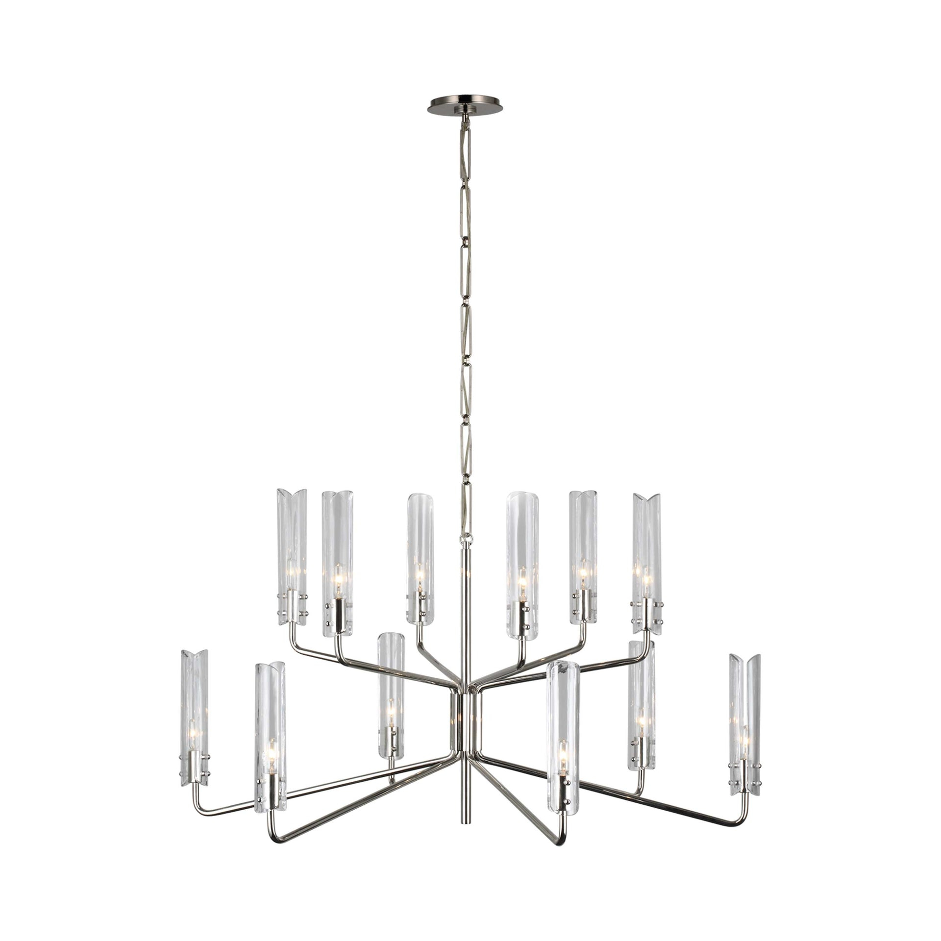 Casoria Polished Nickel 12-Light Two-Tier Chandelier
