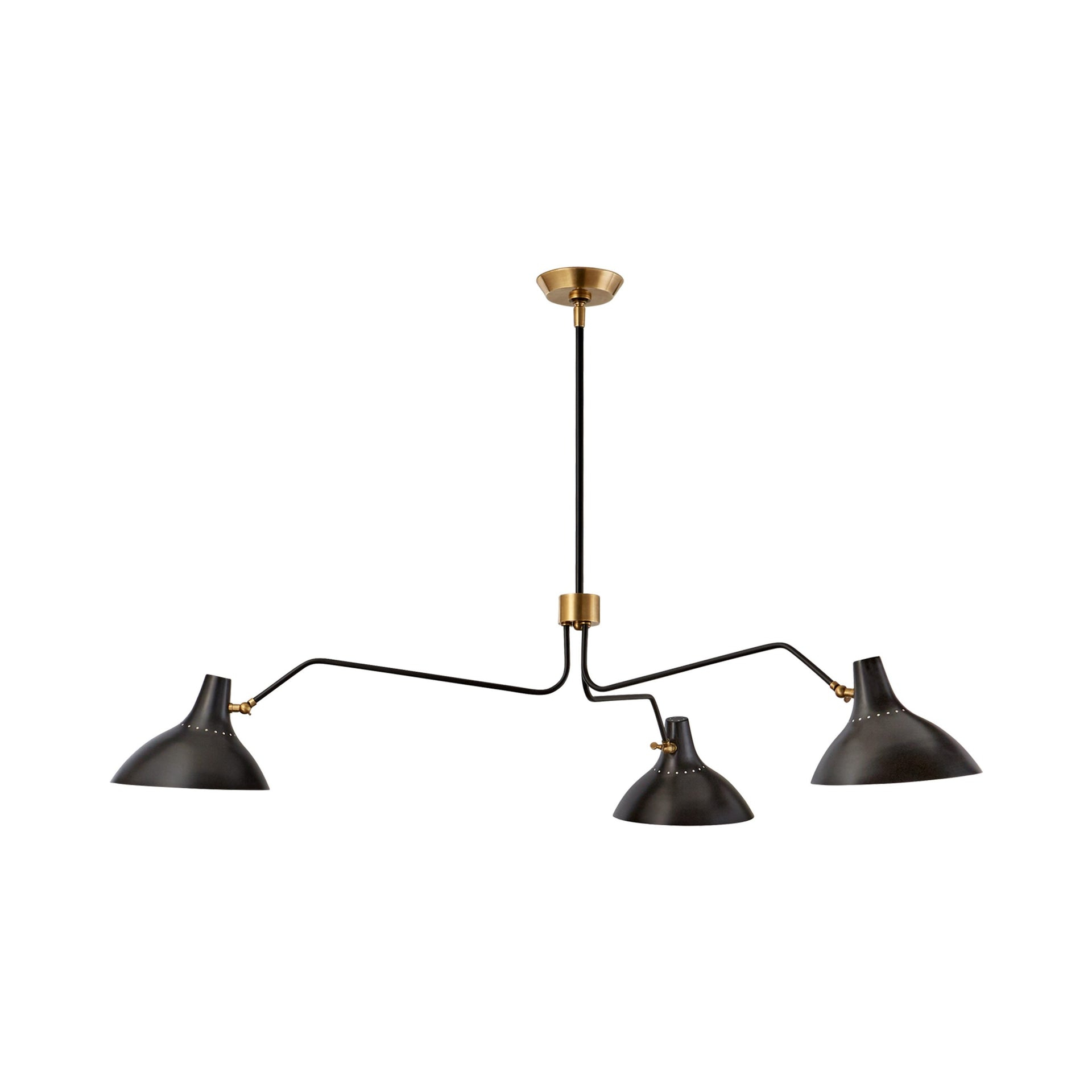 Charlton Triple-Arm Adjustable Black Crystal Chandelier