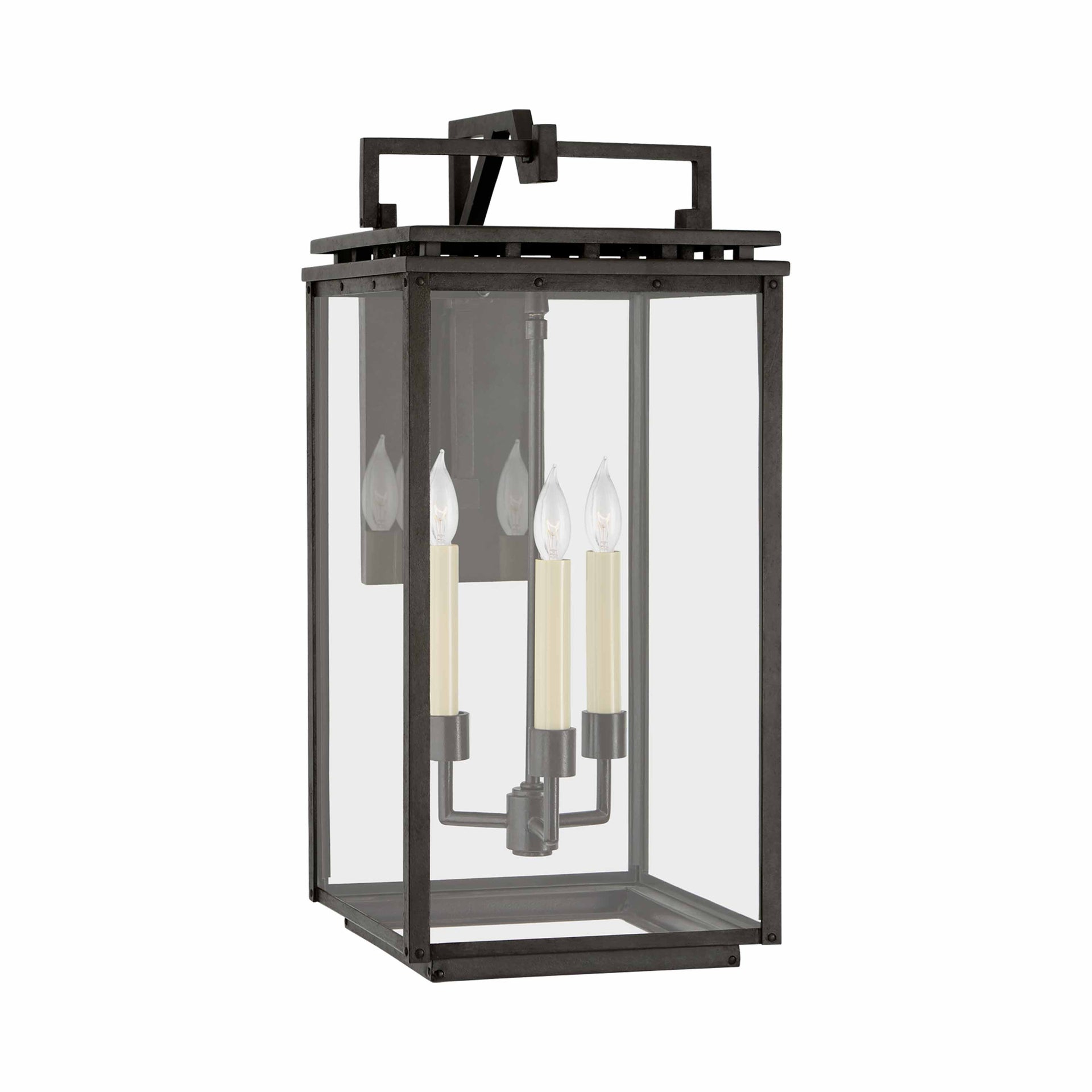 Black Iron 21" Dimmable Lantern Wall Sconce