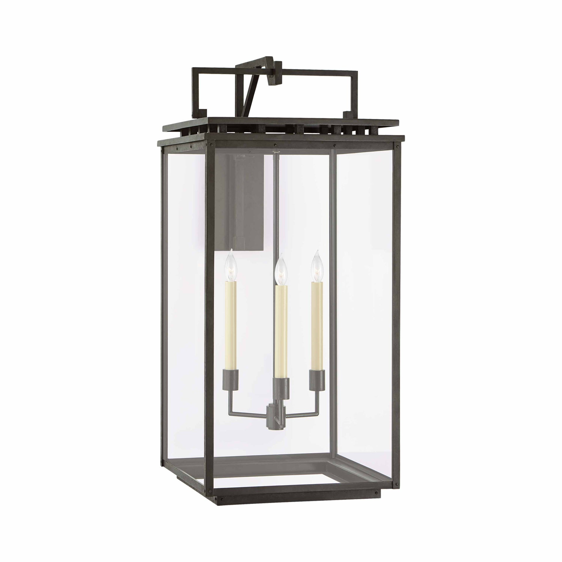 Chapman & Myers Dimmable Iron Black Lantern Wall Sconce