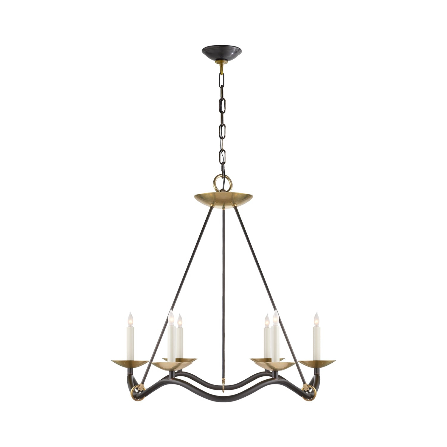 Goralnick Nickel Crystal 6-Light Candle Chandelier, 30"x28"