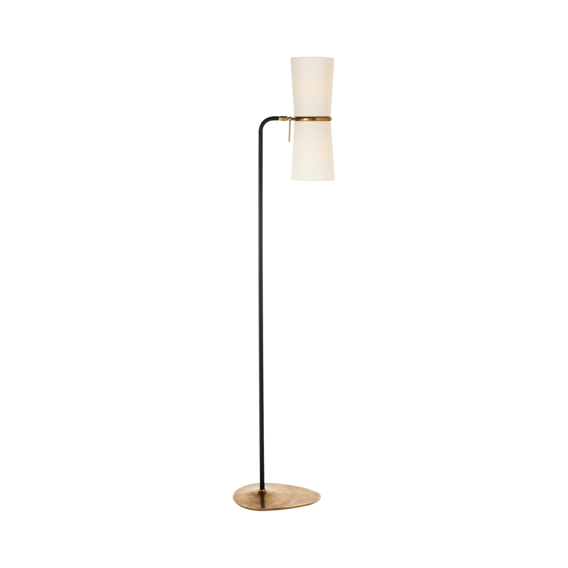 Adjustable Black and Brass Floor Lamp with Linen Shade
