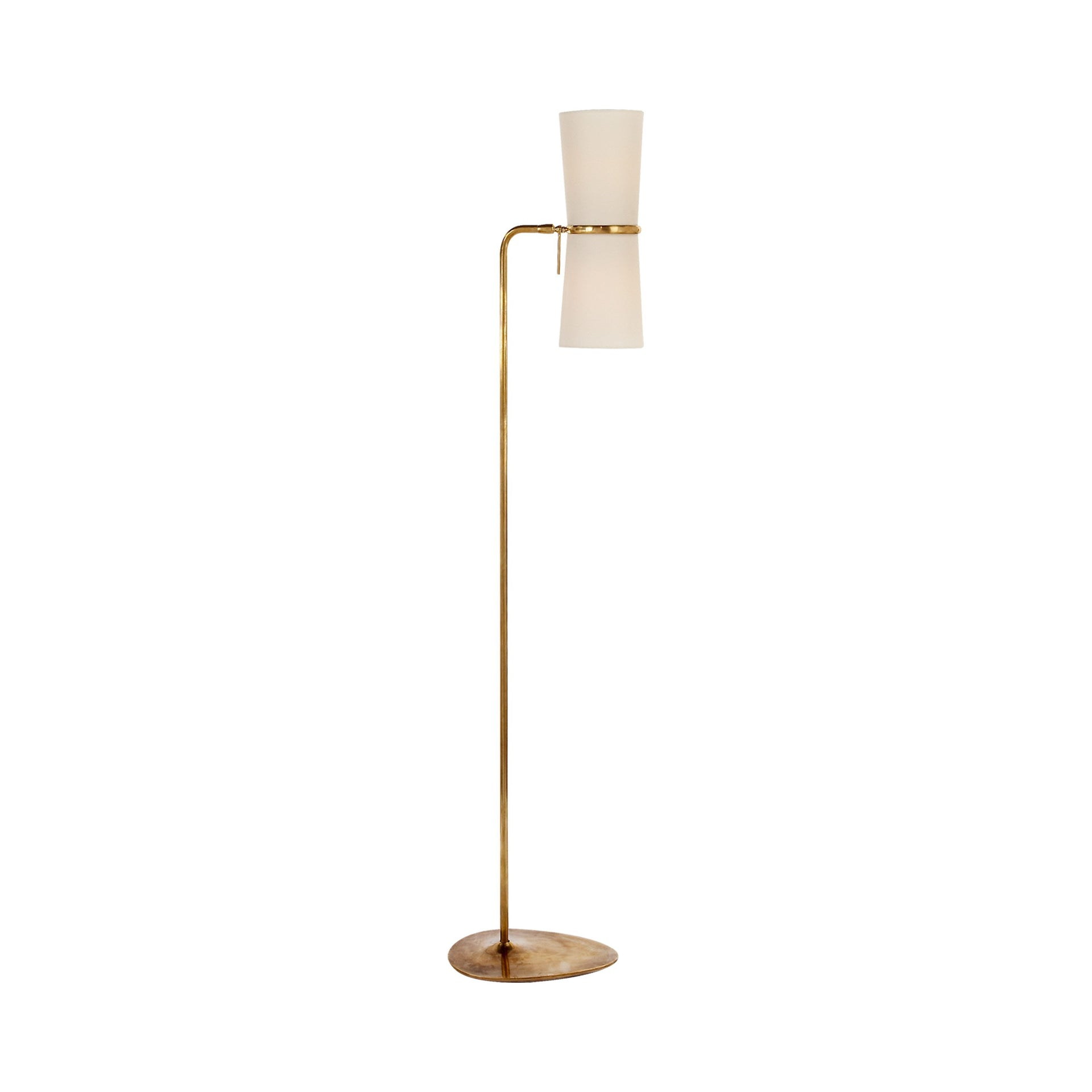 Edison Linen Shade Adjustable Task Floor Lamp in Antique Brass