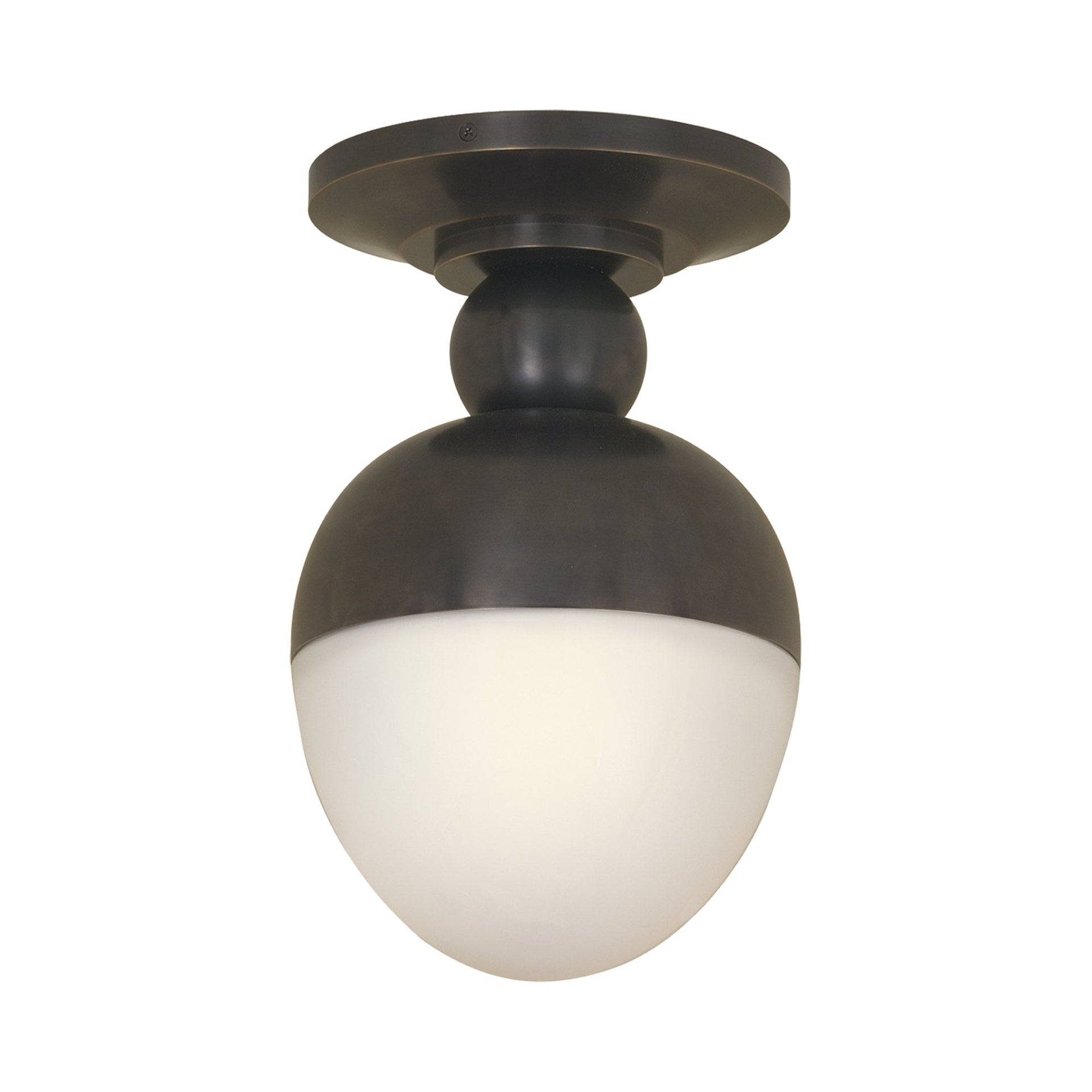 Clark 12.75'' Bronze and White Glass Flush Mount Lighting Fixture
