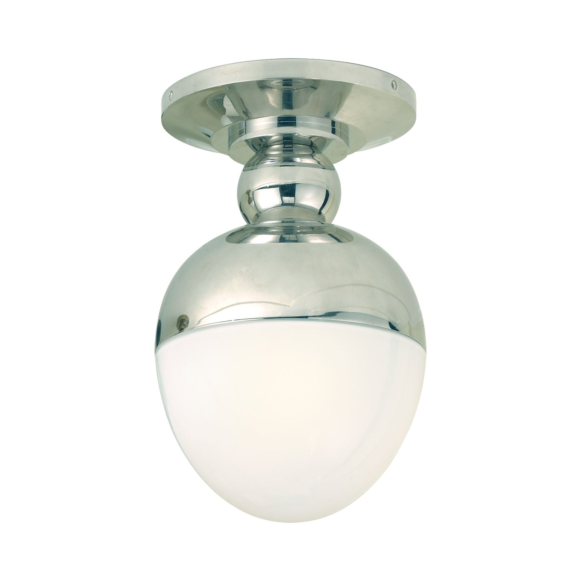 Sophisticated Polished Nickel 12.75" Clark Flush Mount with White Glass