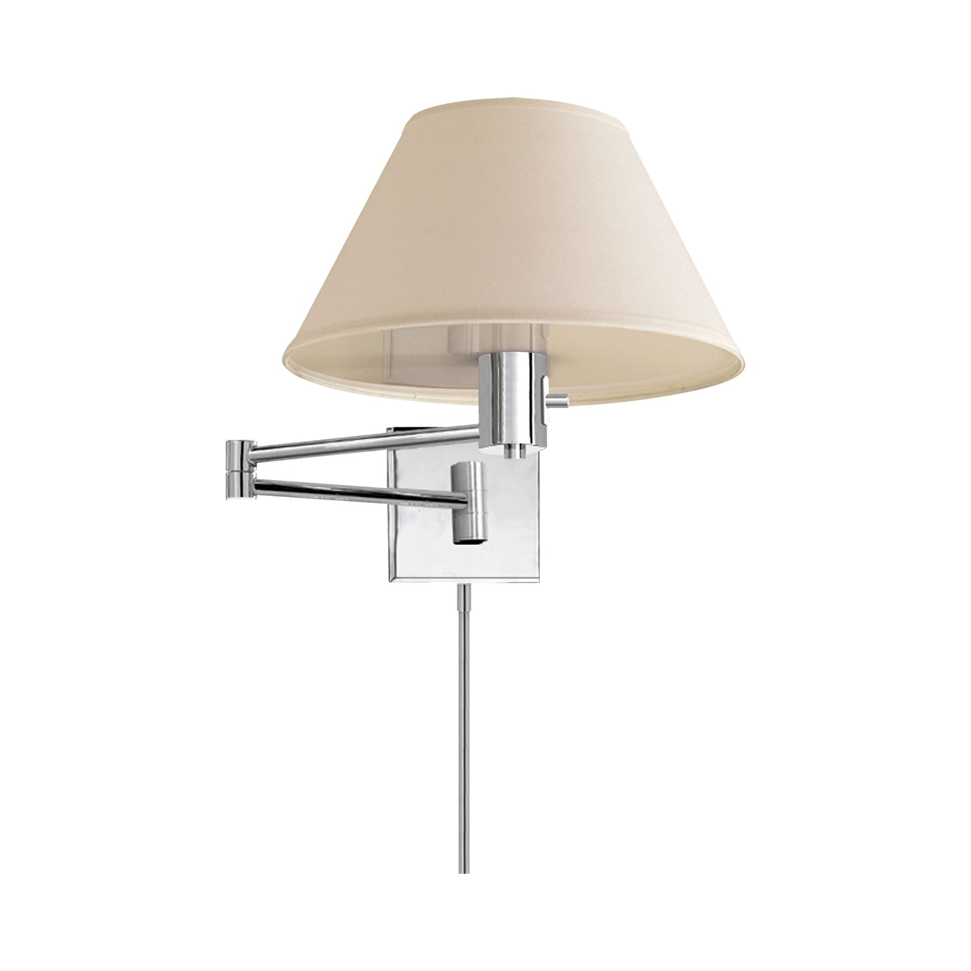 Polished Nickel Swing Arm Wall Lamp with Linen Shade