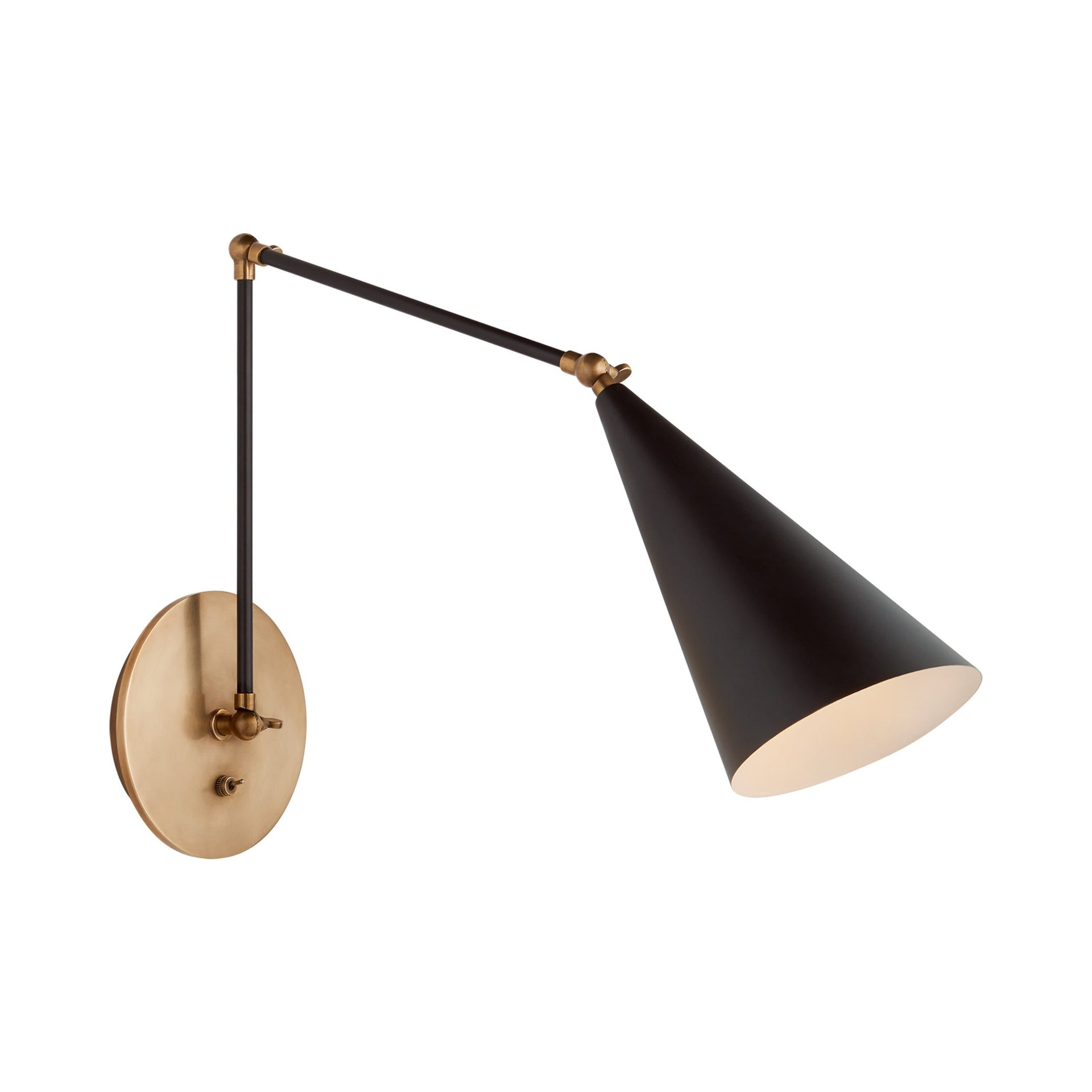 Black and Brass Adjustable Swing Arm Wall Sconce