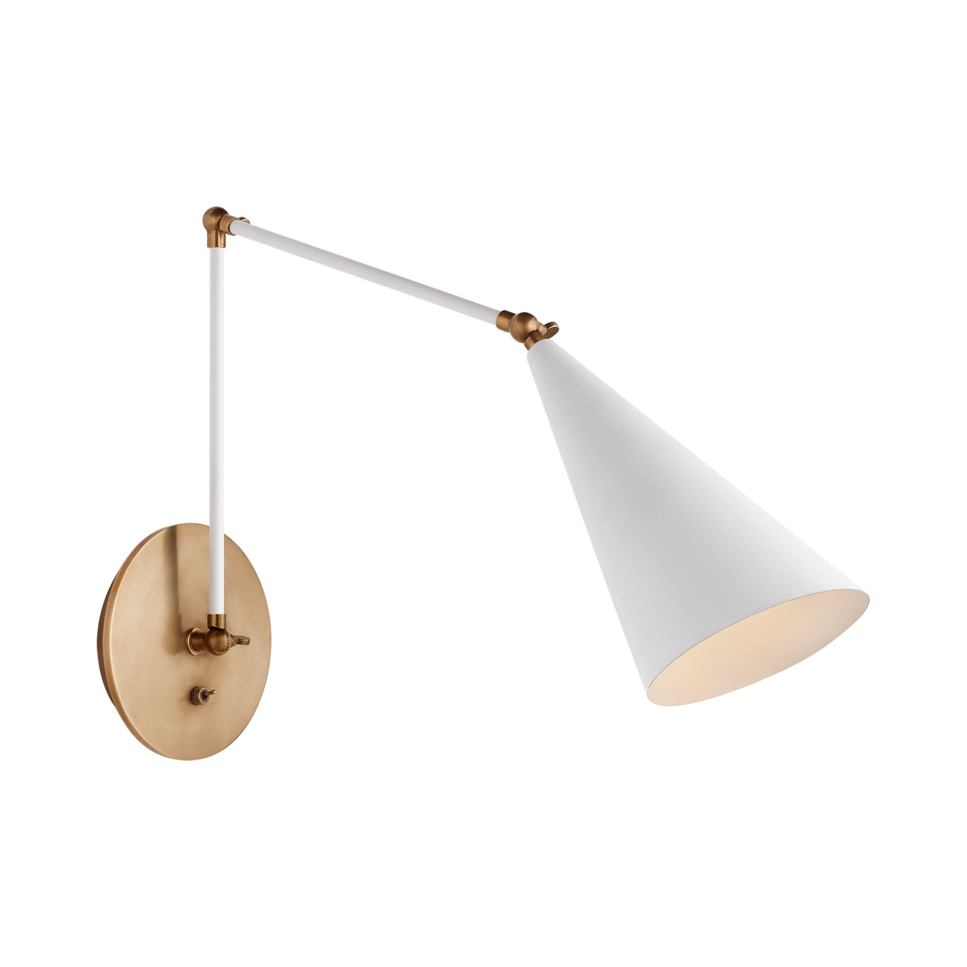 Clemente Adjustable Library Sconce in Black and Antique Brass