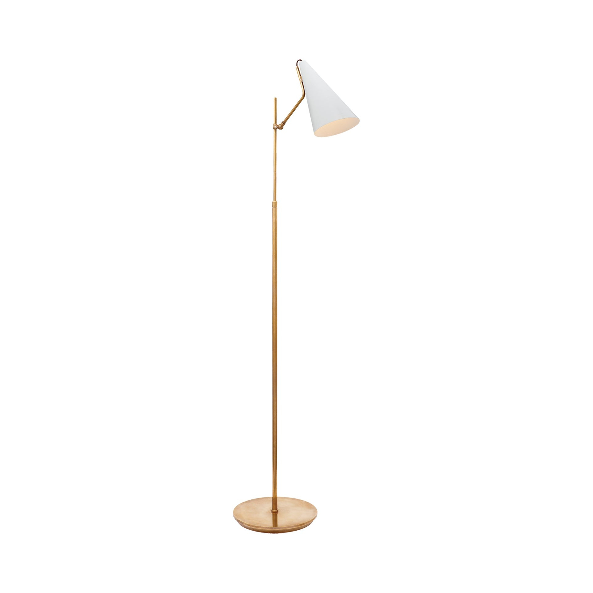Clemente Midcentury Adjustable Floor Lamp White/Antique Brass