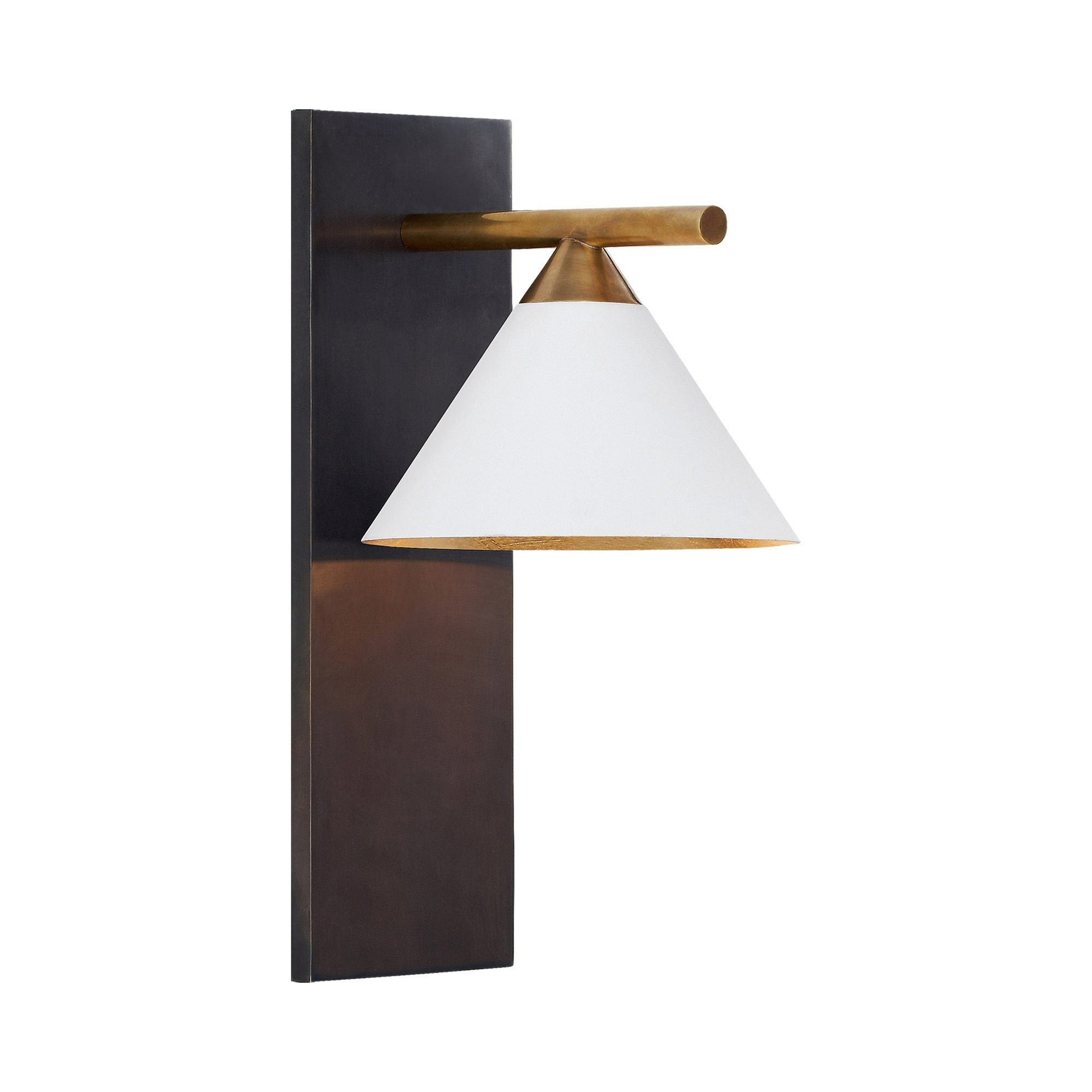 Cleo Bronze and Matte White 14" Armed Wall Sconce