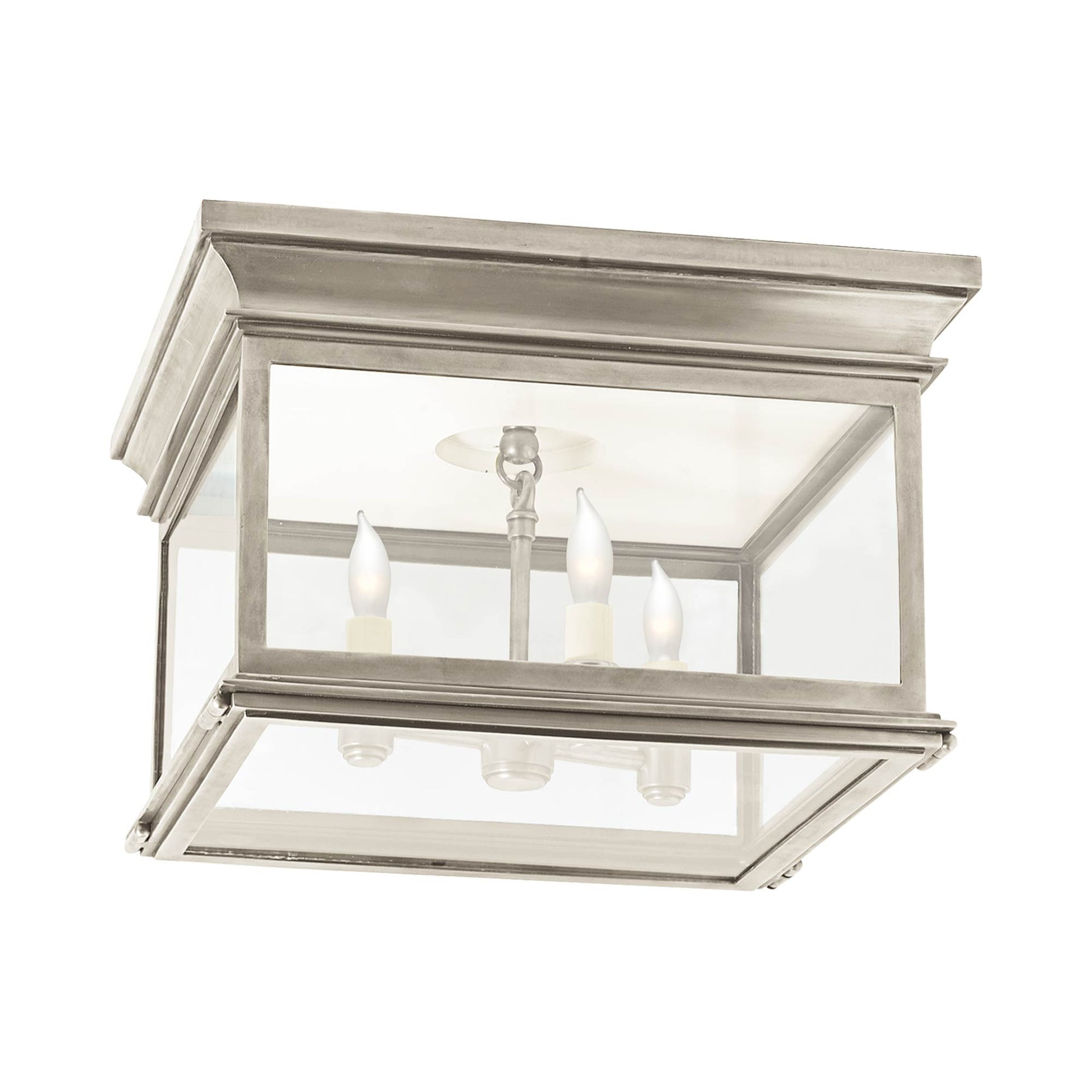 Elegant Polished Nickel 3-Light Flush Mount with Glass Panels