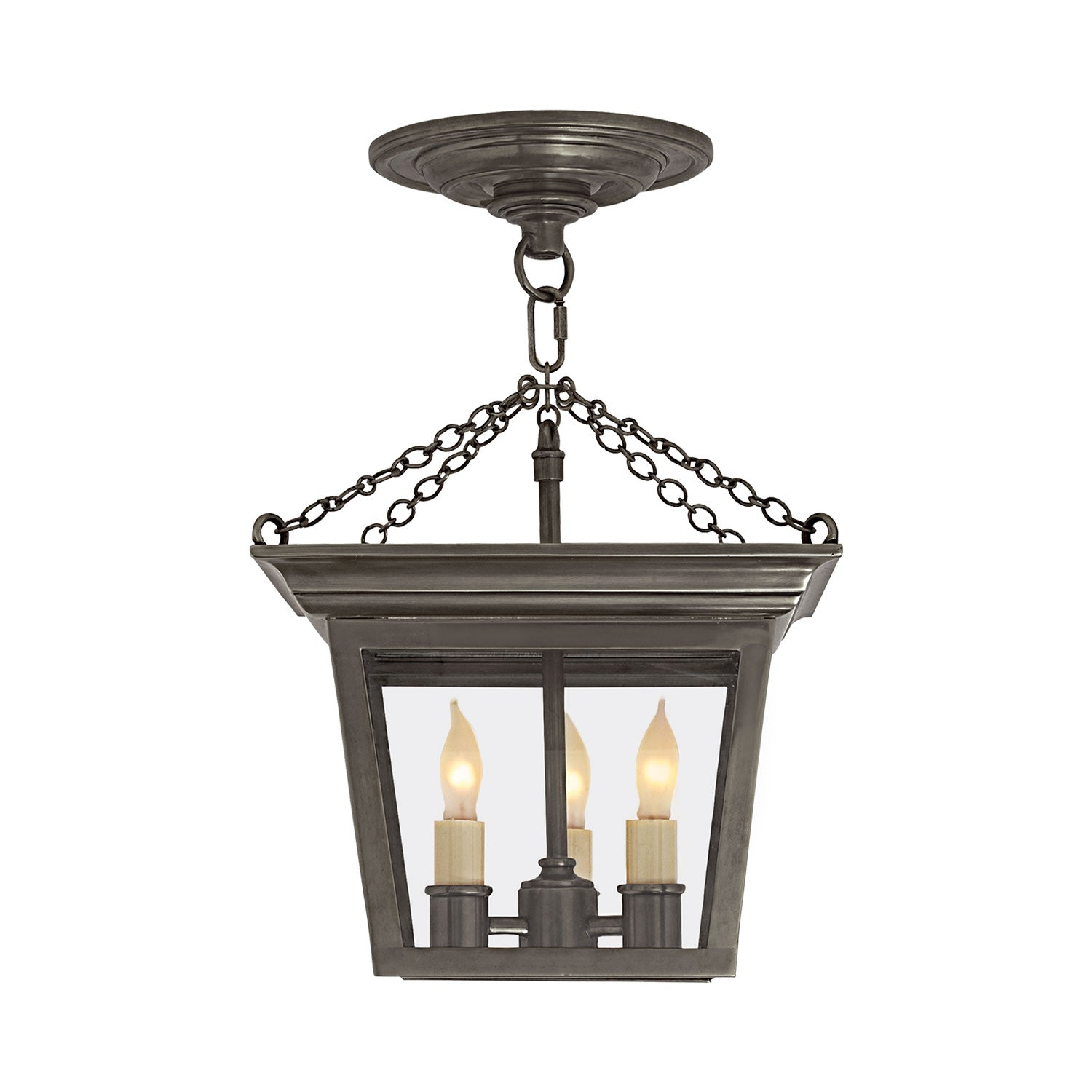 Cornice Bronze 16.5" Indoor/Outdoor Brass Semi-Flush Lantern