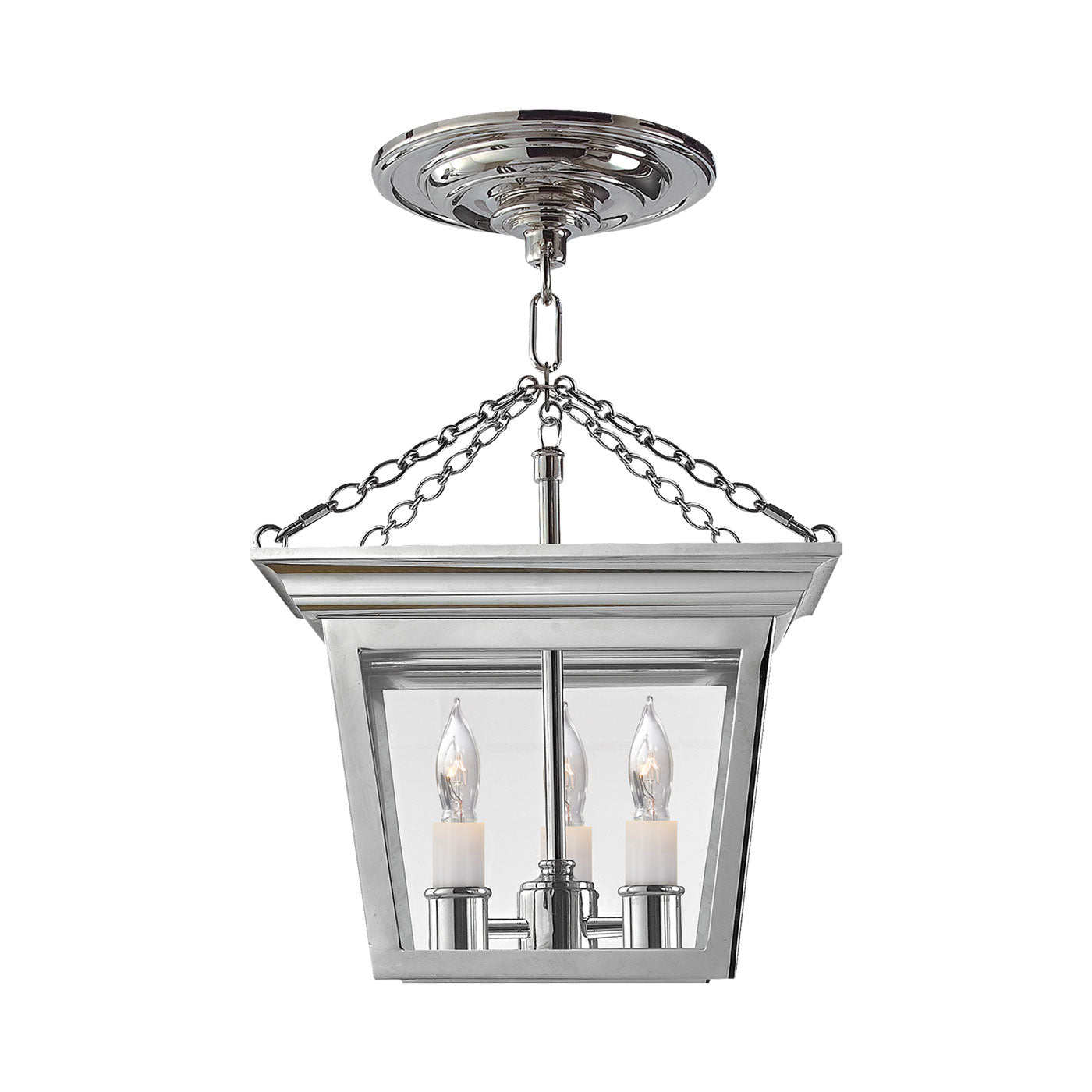 Polished Nickel Glass Semi-Flush Ceiling Light
