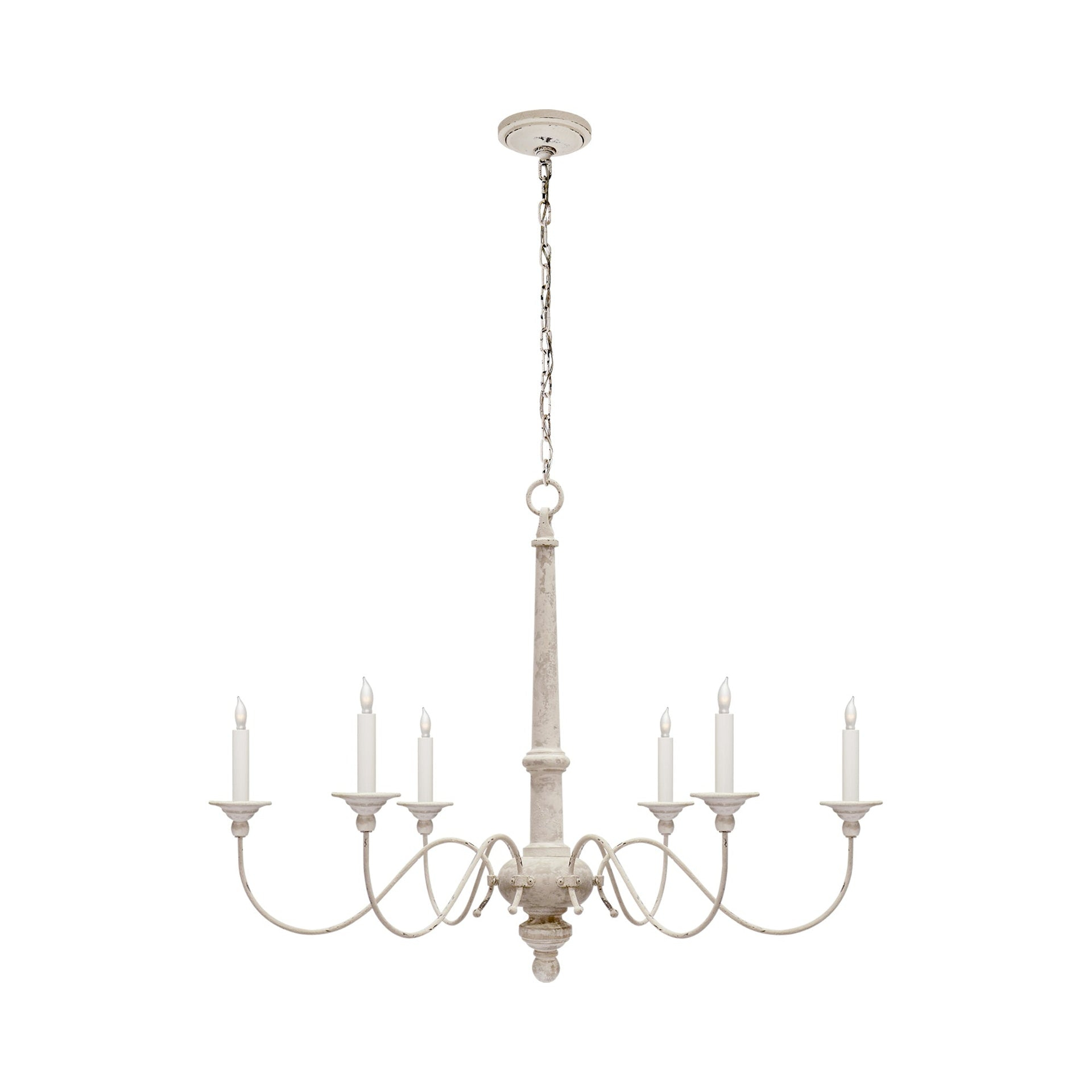 Elegant Belgian White 6-Light Crystal Candle Chandelier