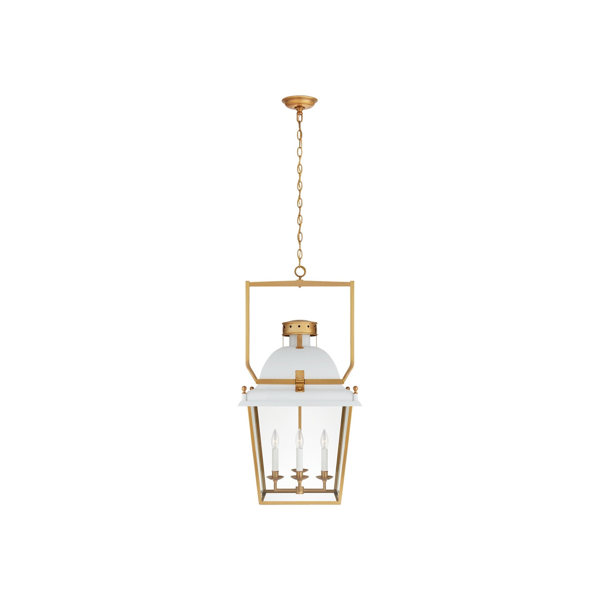 Coventry Medium Matte White and Brass Lantern