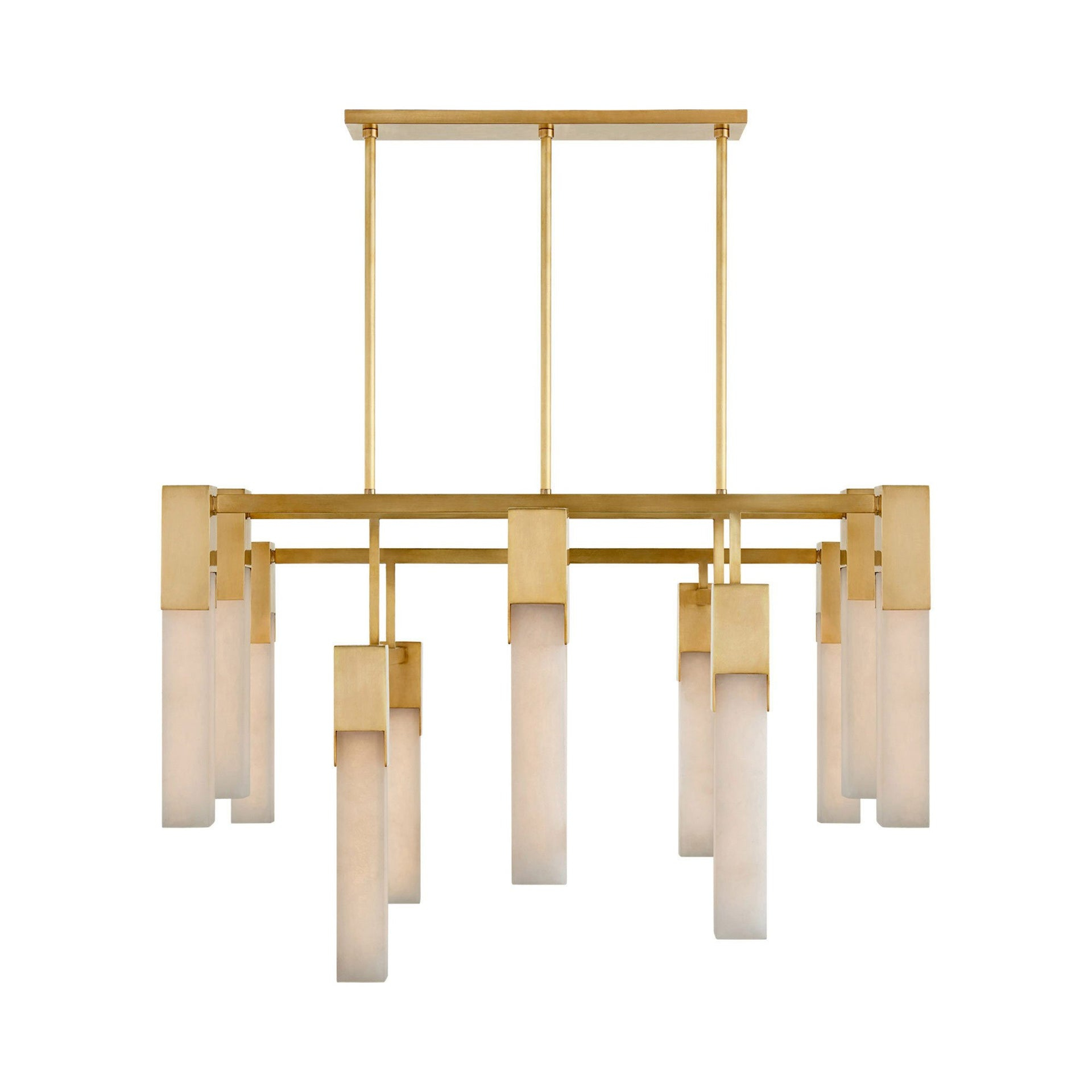 Antique-Burnished Brass 44" Modern Alabaster Chandelier