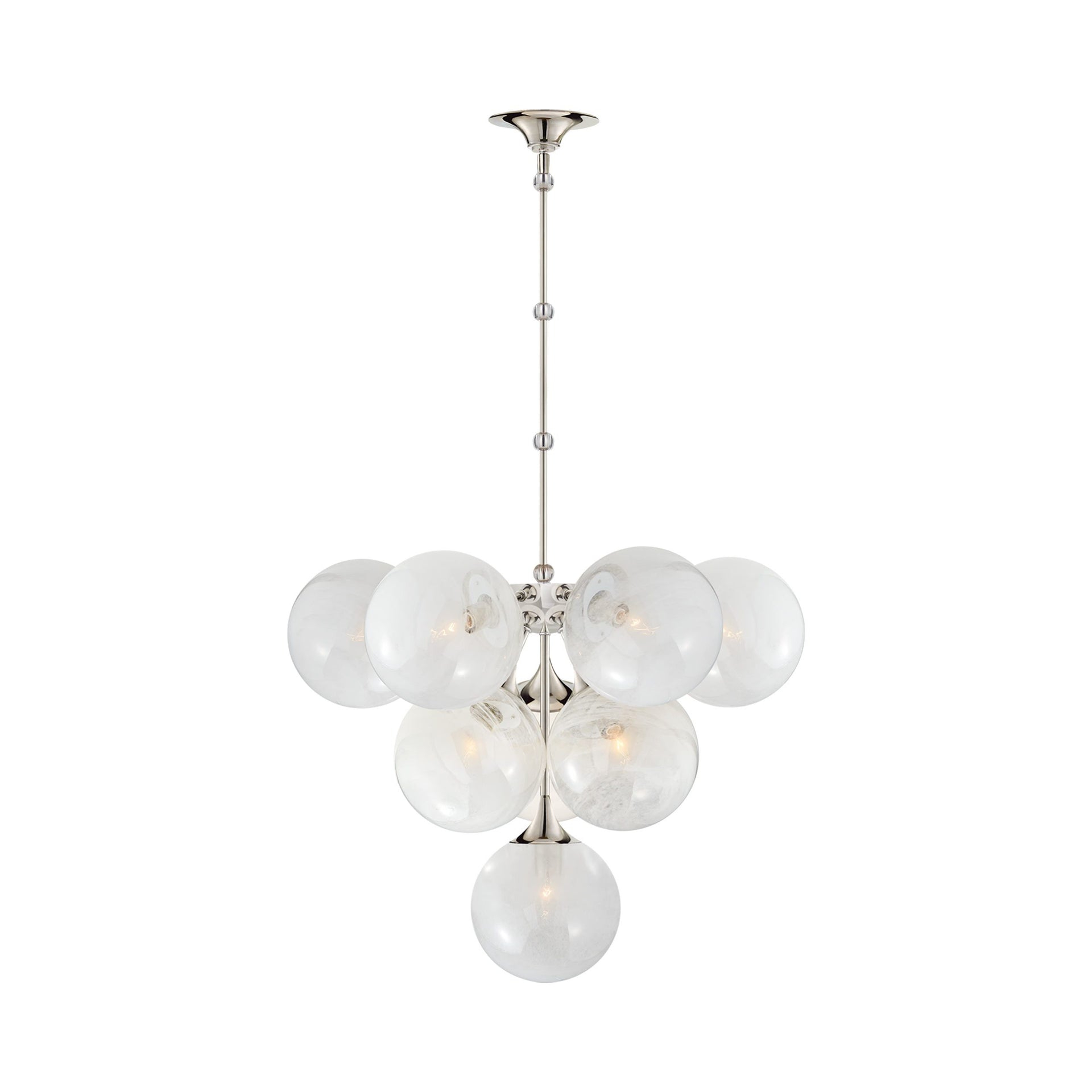 Elegant Tiered Crystal Chandelier in Polished Nickel with Candle Bulbs