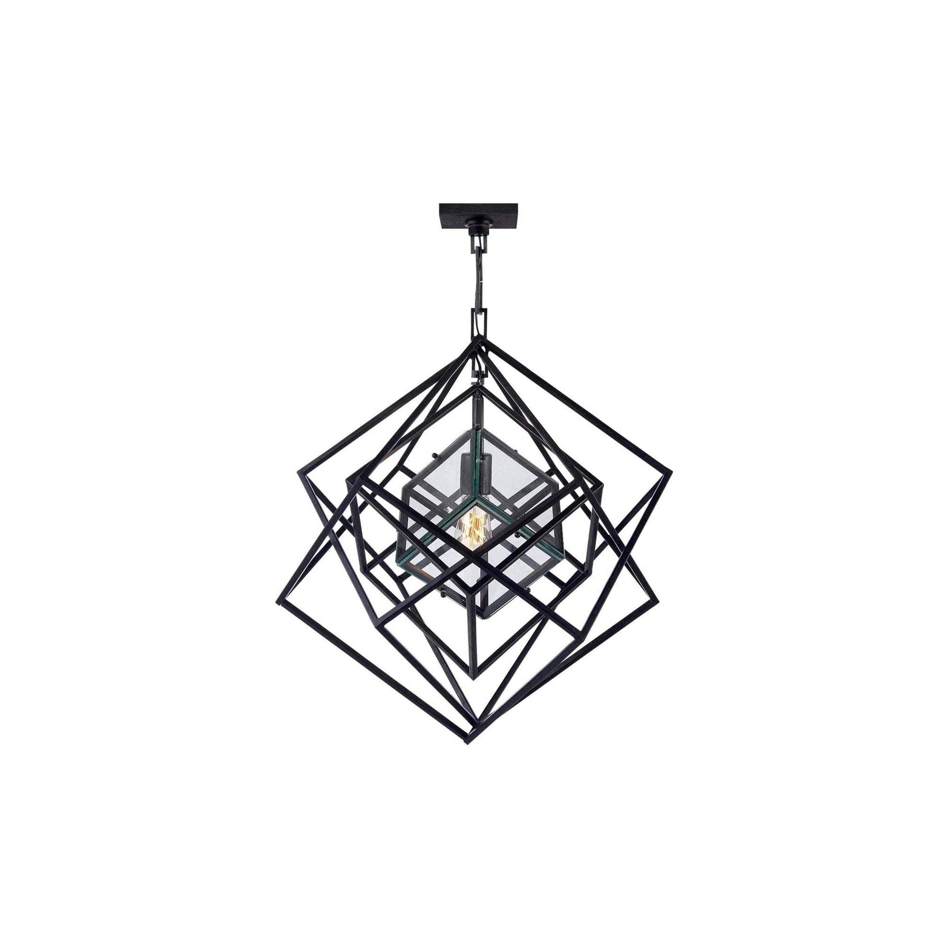 Cubist 25.75" Crystal Plug-in Chandelier in Aged Iron