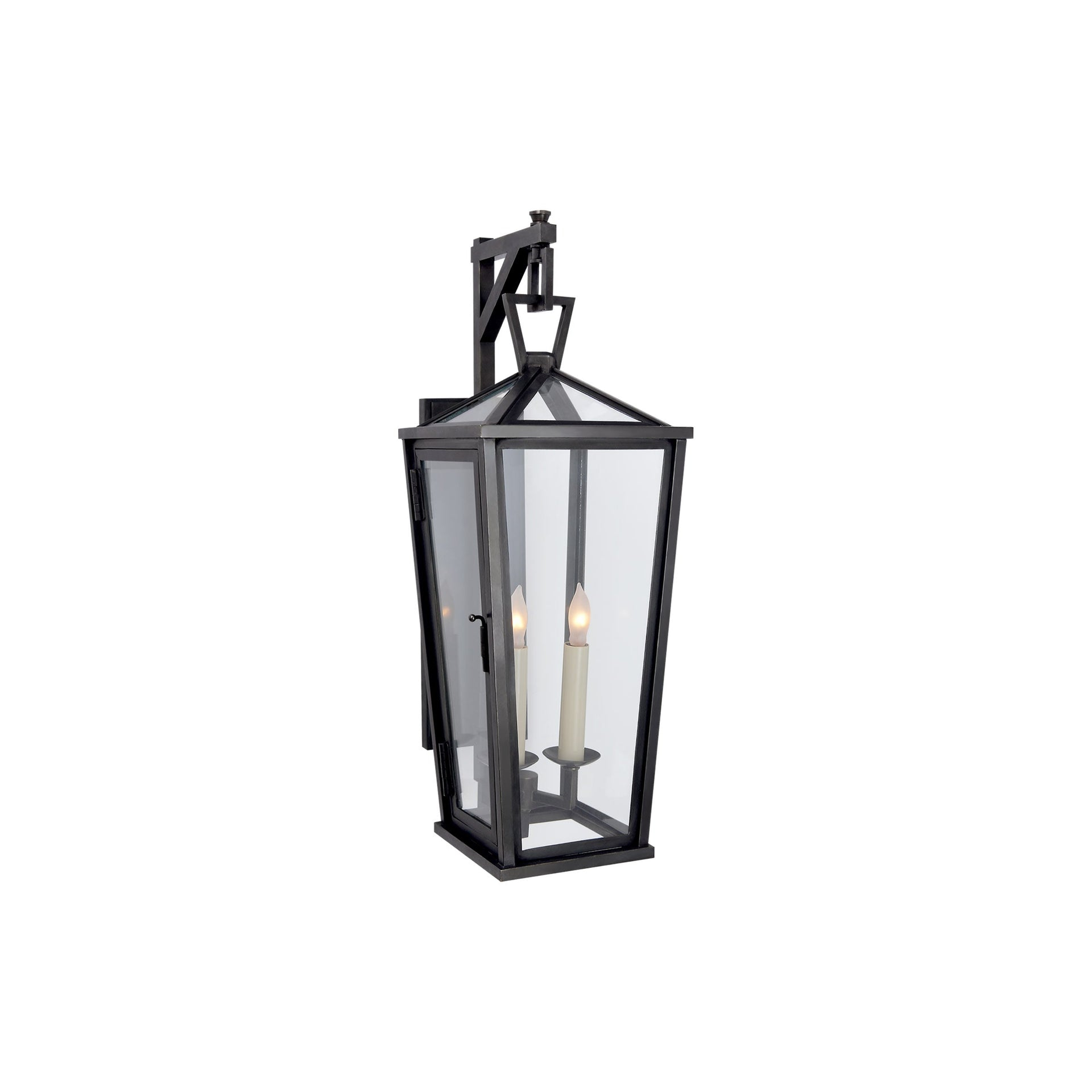 Elegant Bronze & Black Outdoor Lantern Wall Sconce, 21.25" H