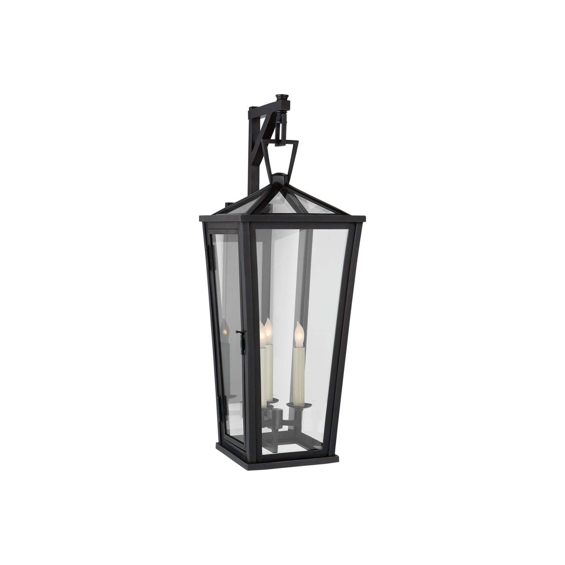 Elegant Bronze and Black Lantern-Style Sconce, 27" Outdoor and Indoor