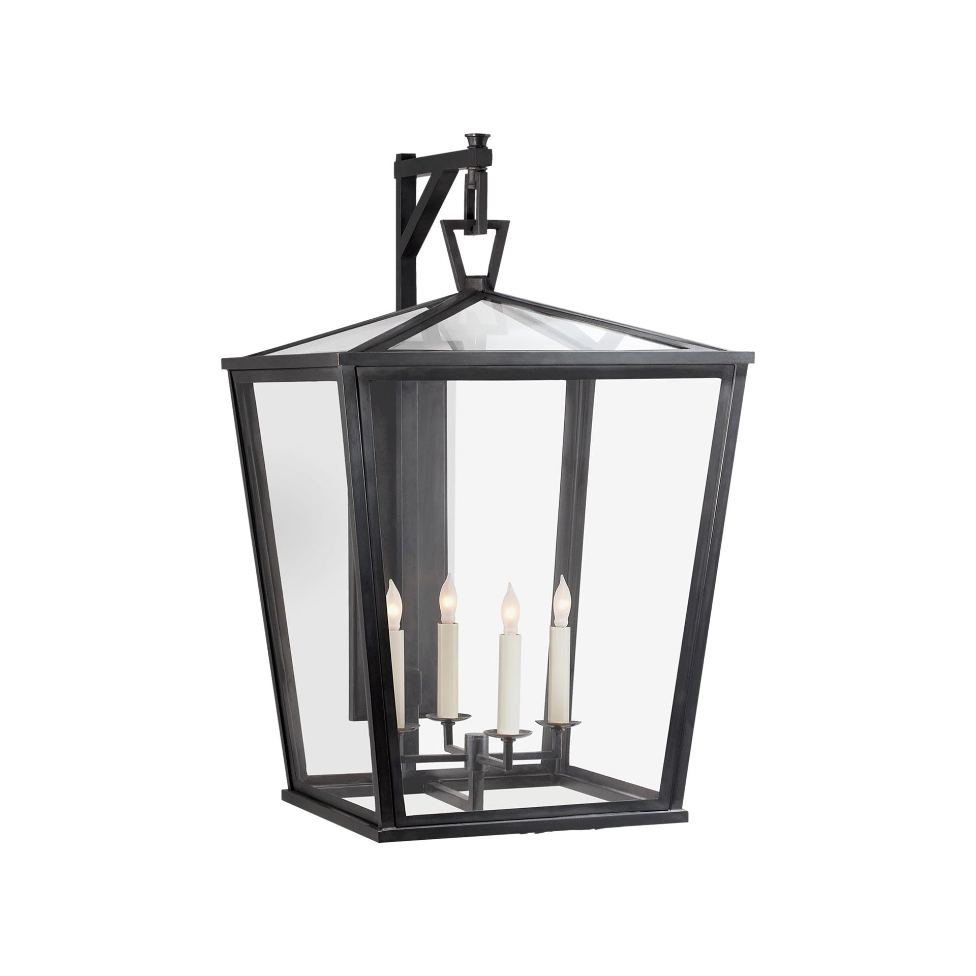 Chapman & Myers Dimmable Bronze Black Lantern Sconce, 28.25"H