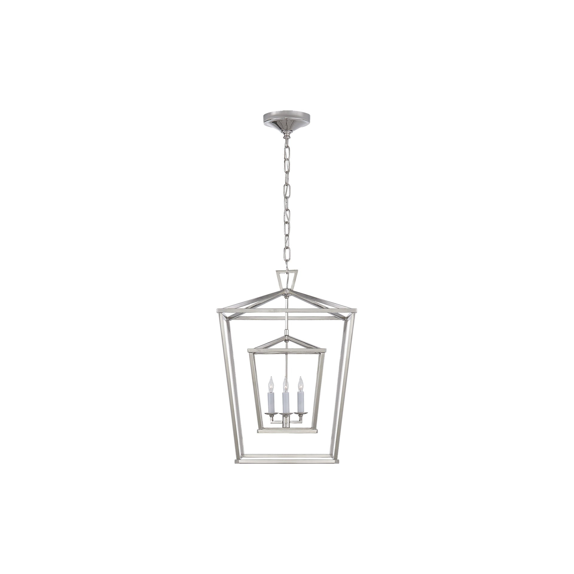 Darlana 24.5" Polished Nickel Crystal Double Cage Pendant Light
