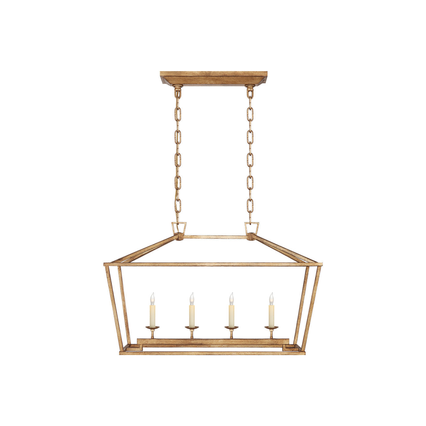 Golden Iron 4-Light Rectangular Island Chandelier