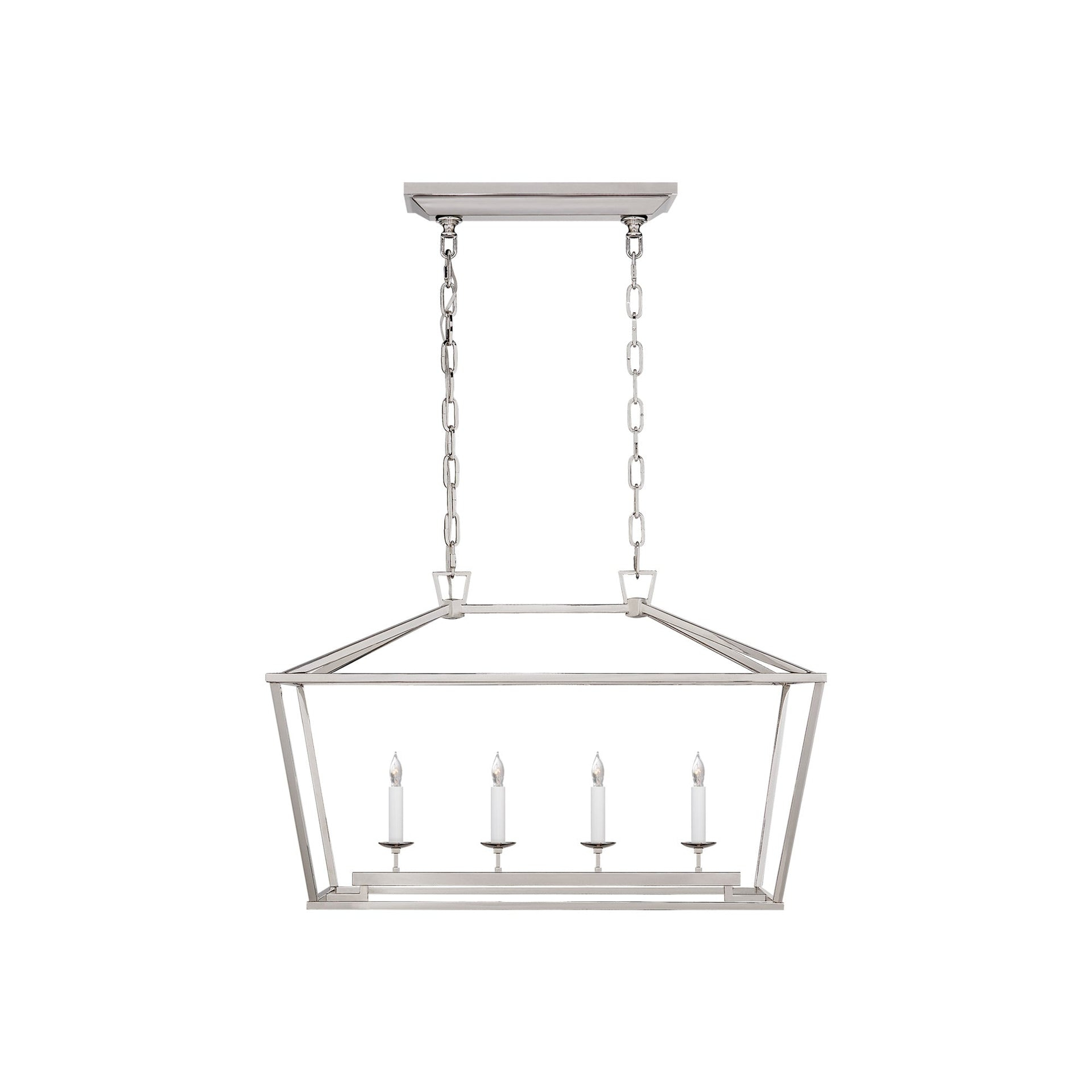 Elegant Darlana 30" Polished Nickel Crystal Island Lantern