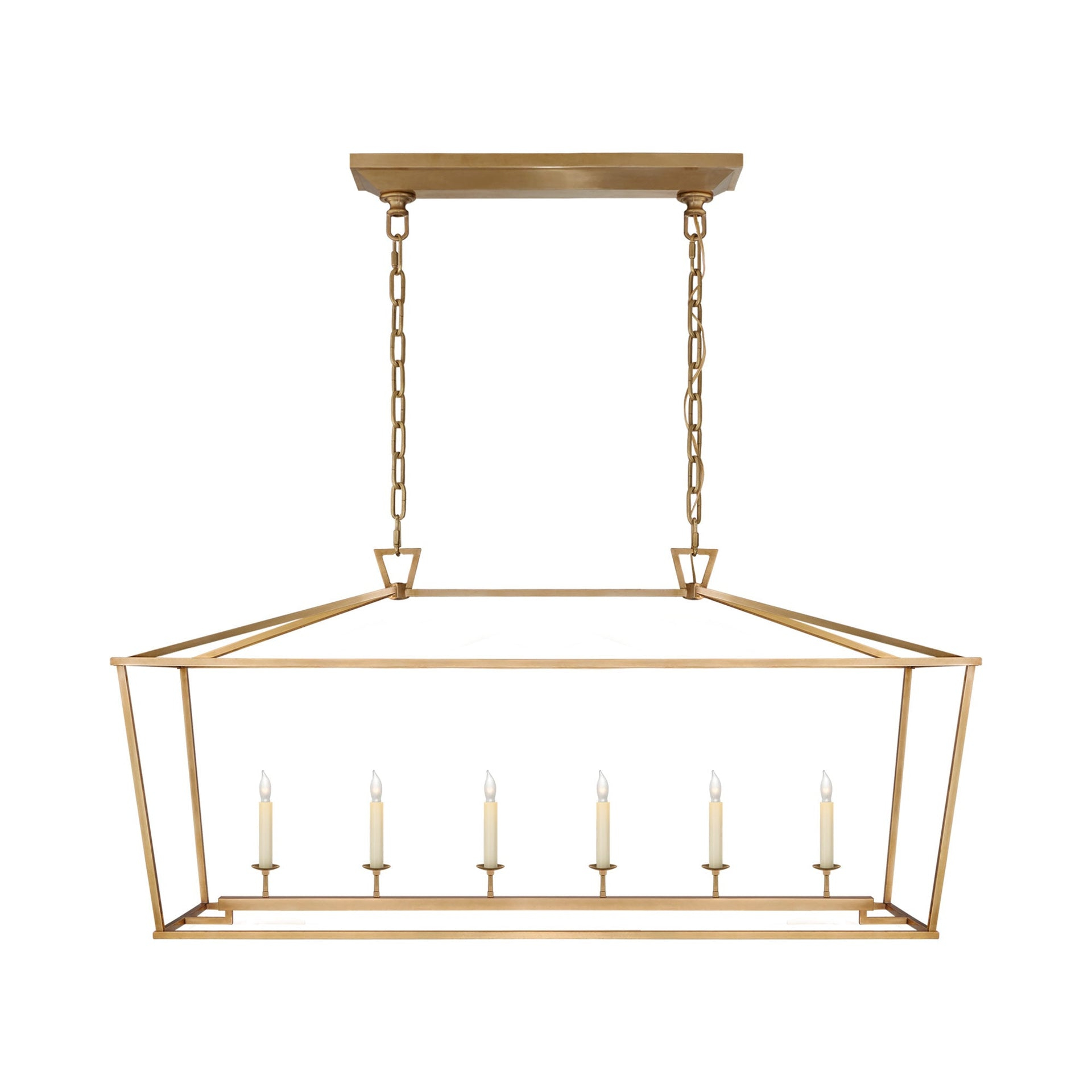 Elegant Antique-Burnished Brass Island Lantern with Glass Incandescence