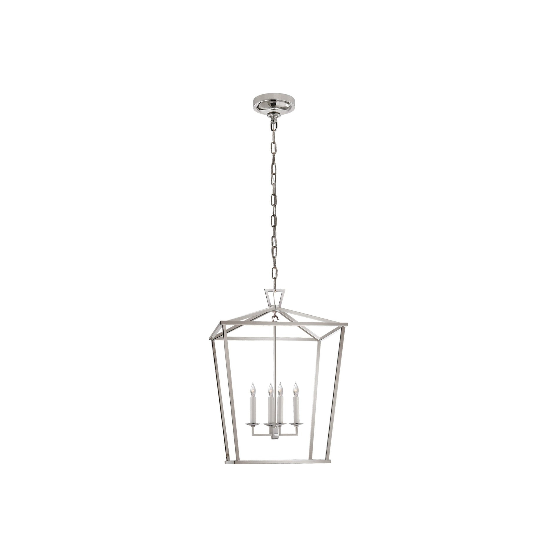 Darlana Medium Polished Nickel 4-Light Iron Lantern Chandelier