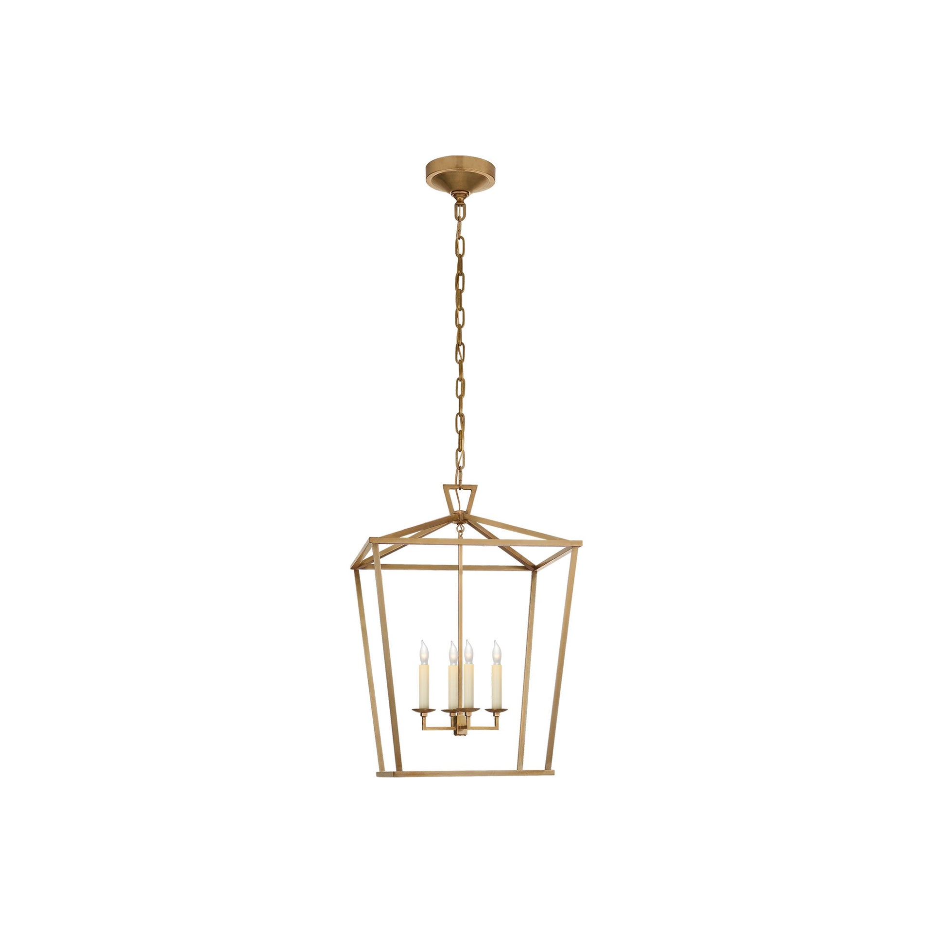 Antique Brass and Glass 4-Light Chandelier