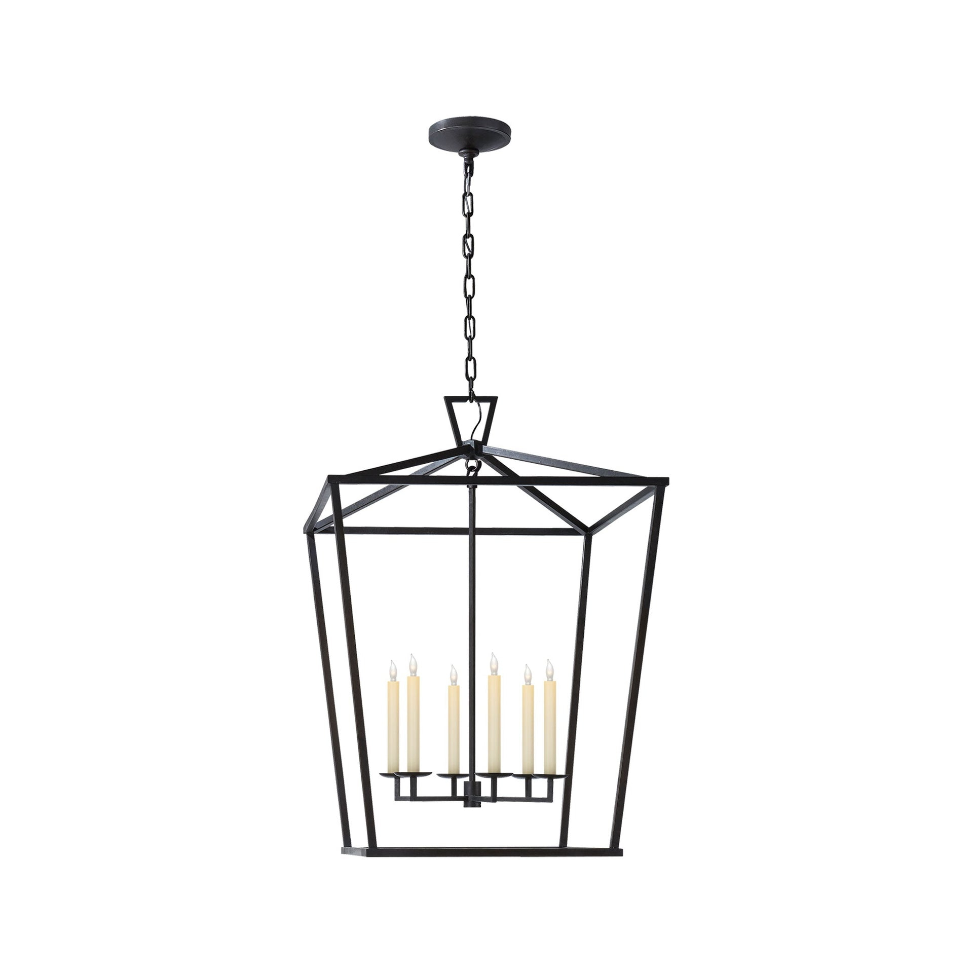 Darlana Minimalist Cage 6-Light Chandelier in Aged Iron