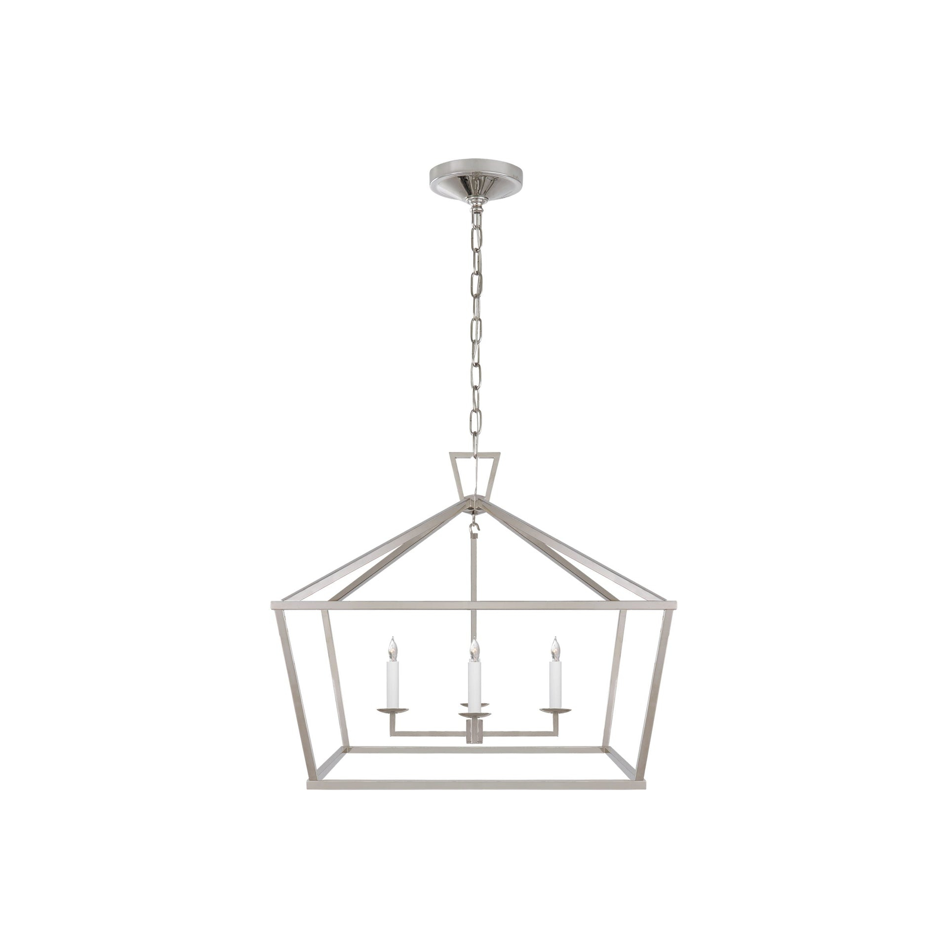 Elegant Polished Nickel Crystal Lantern Light, 25" x 28"