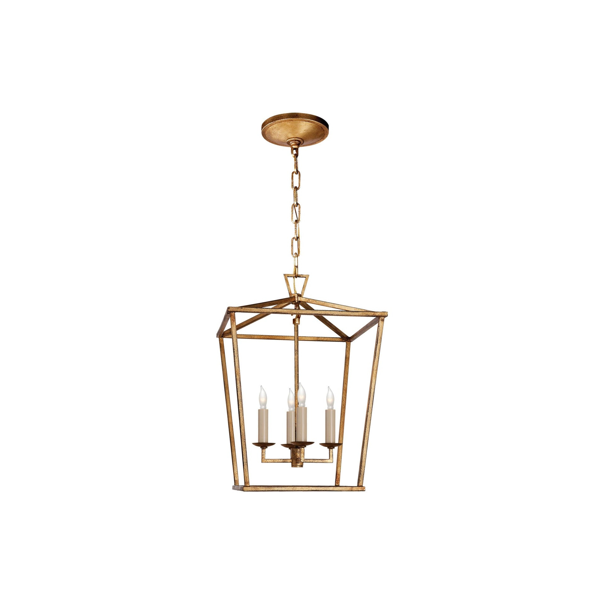 Gilded Iron 18" Airy Frame Lantern Pendant Light