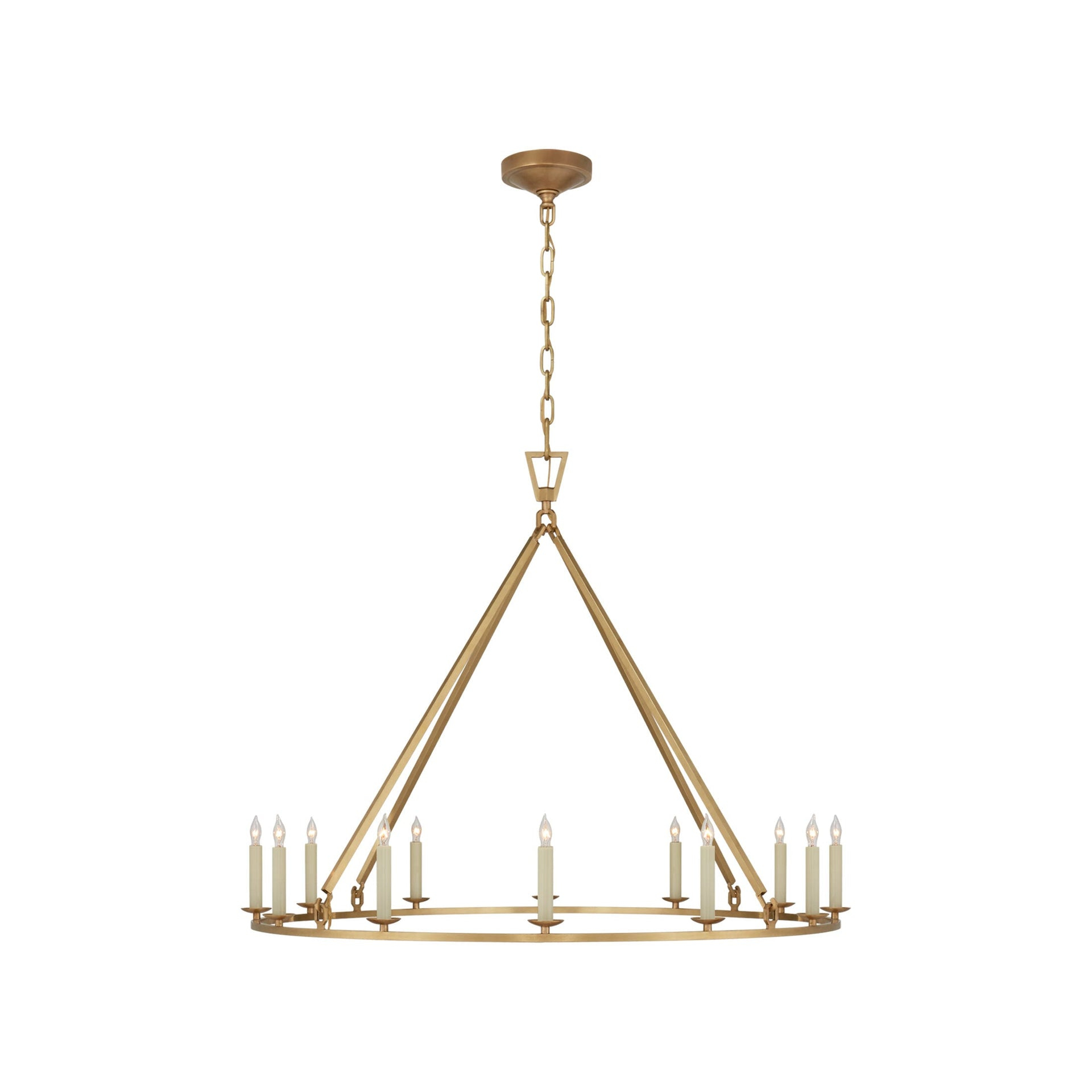 Antique-Burnished Brass Crystal Candle Chandelier 31.5" H x 40" W