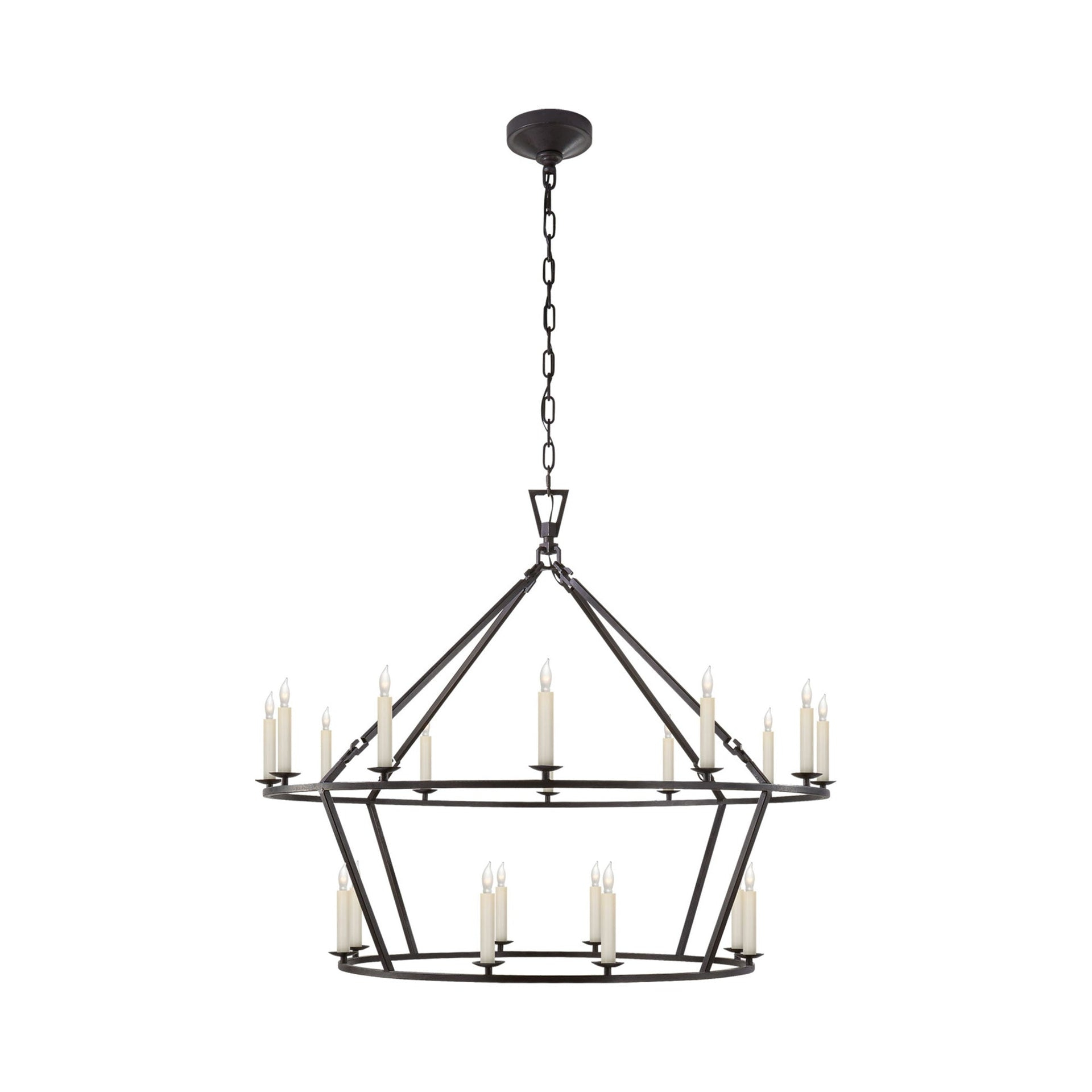Elegant Nickel and Crystal 33" Plug-in Candle Chandelier