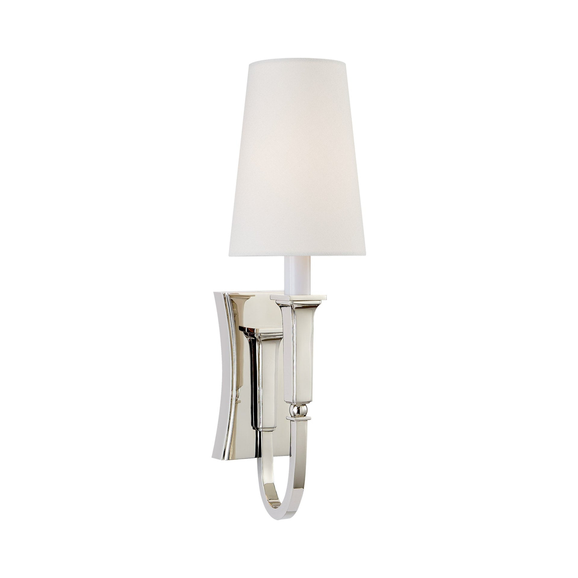 Delphia Curved Arm Nickel Wall Sconce with Tapered Drum Shade